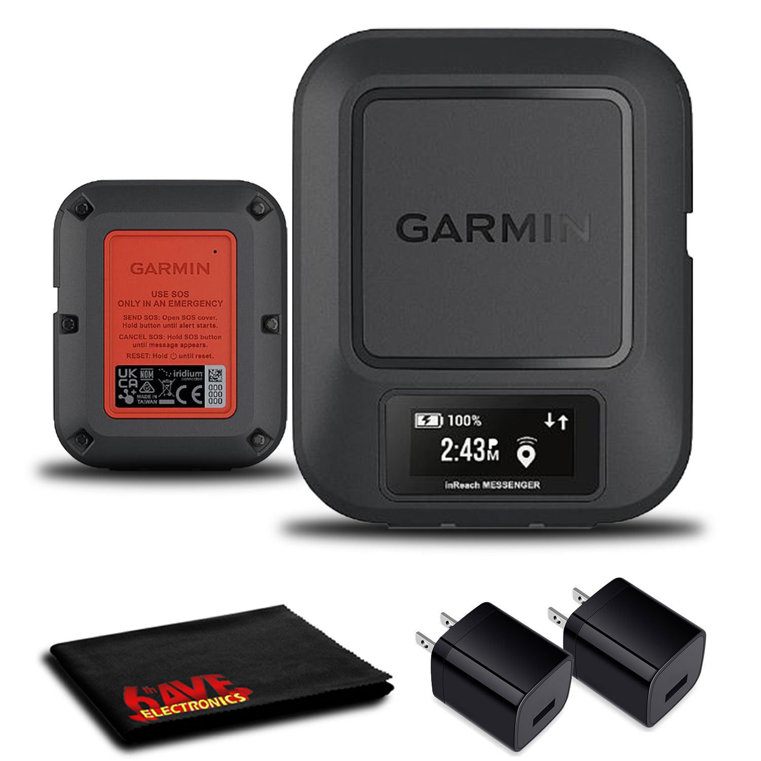 Garmin inReach Messenger GPS with Two USB Wall Adapters