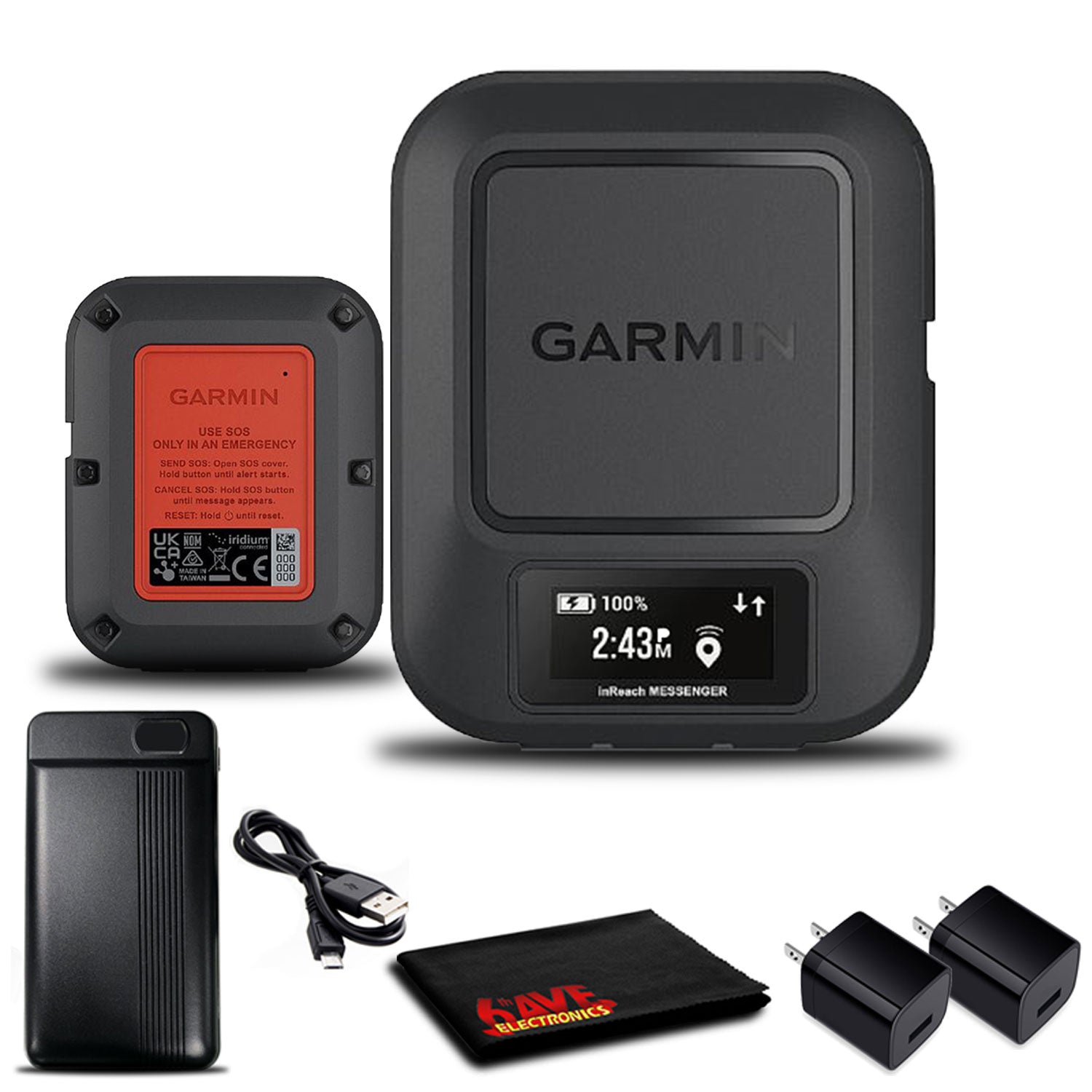 Garmin inReach Messenger GPS with Battery Charger and USB Adapter