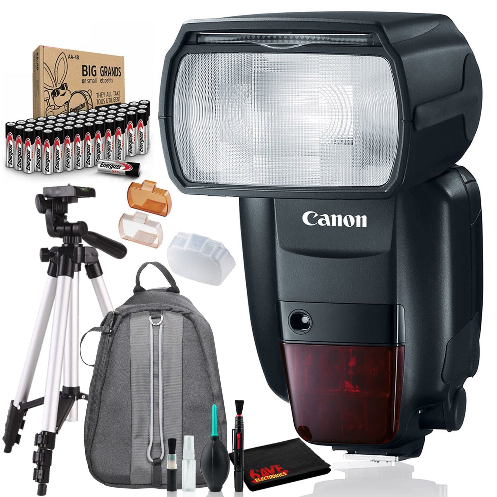 Canon Speedlite 600EX II-RT Intl Model Bundle with Batteries, Tripod, and Bag