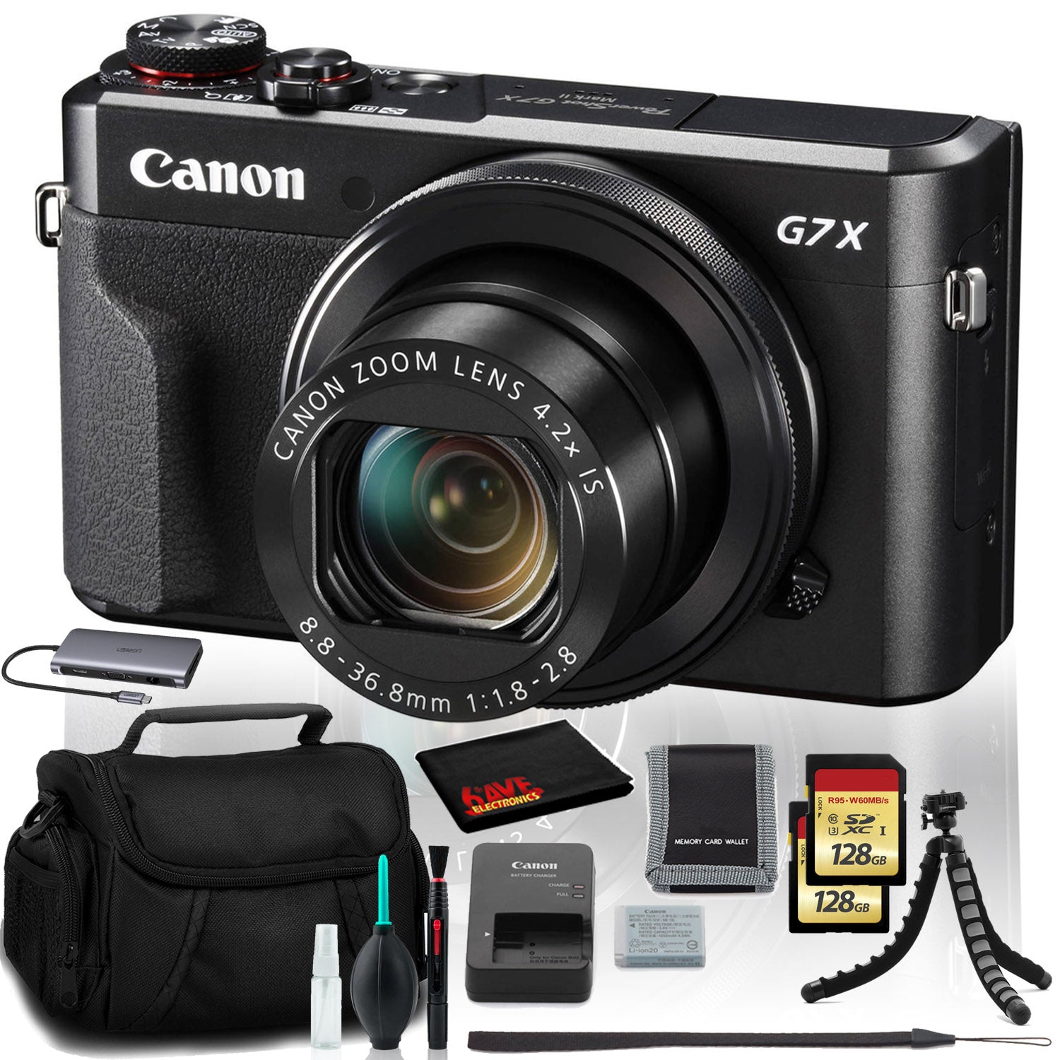 Canon PowerShot G7 X Mark II Digital Camera (Intl Model) with (2)128GB SD Cards