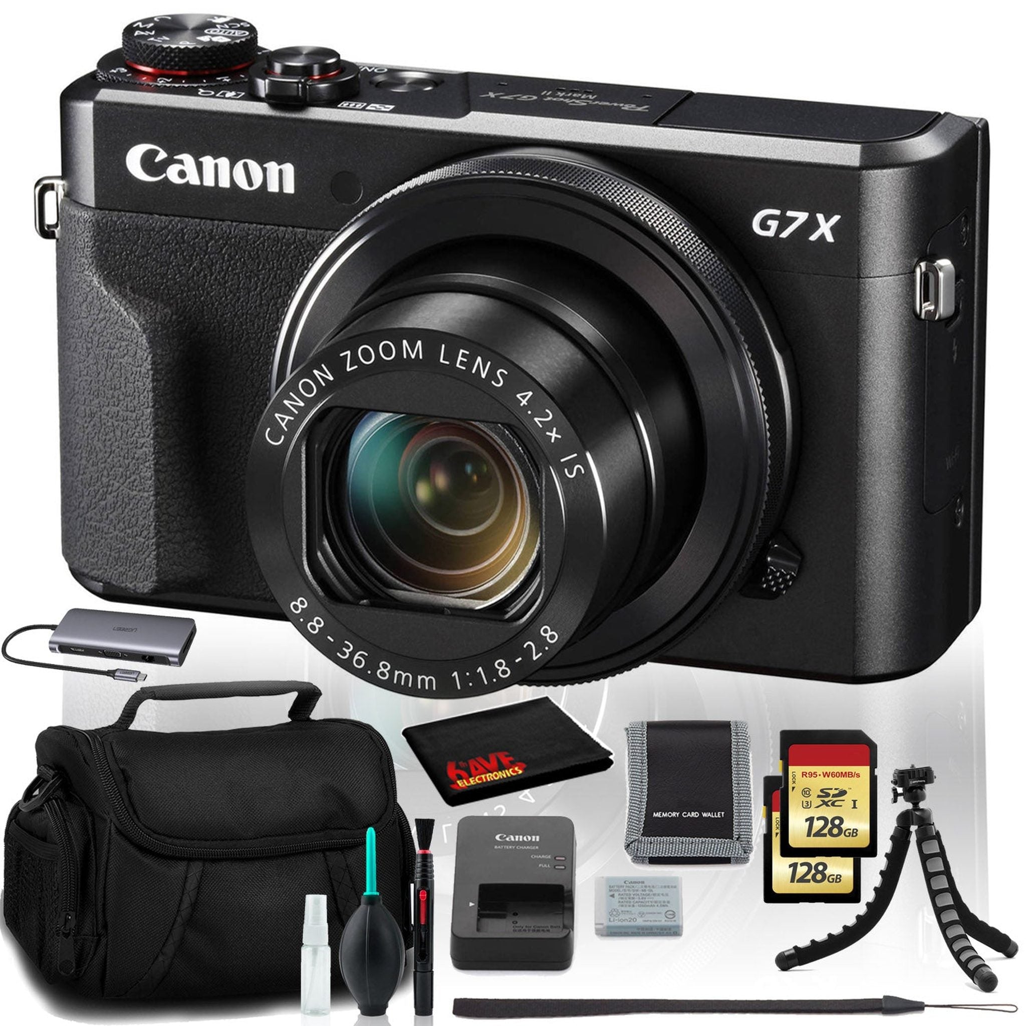 Canon PowerShot G7 X Mark II Digital Camera Intl Model with 2 128GB SD Cards