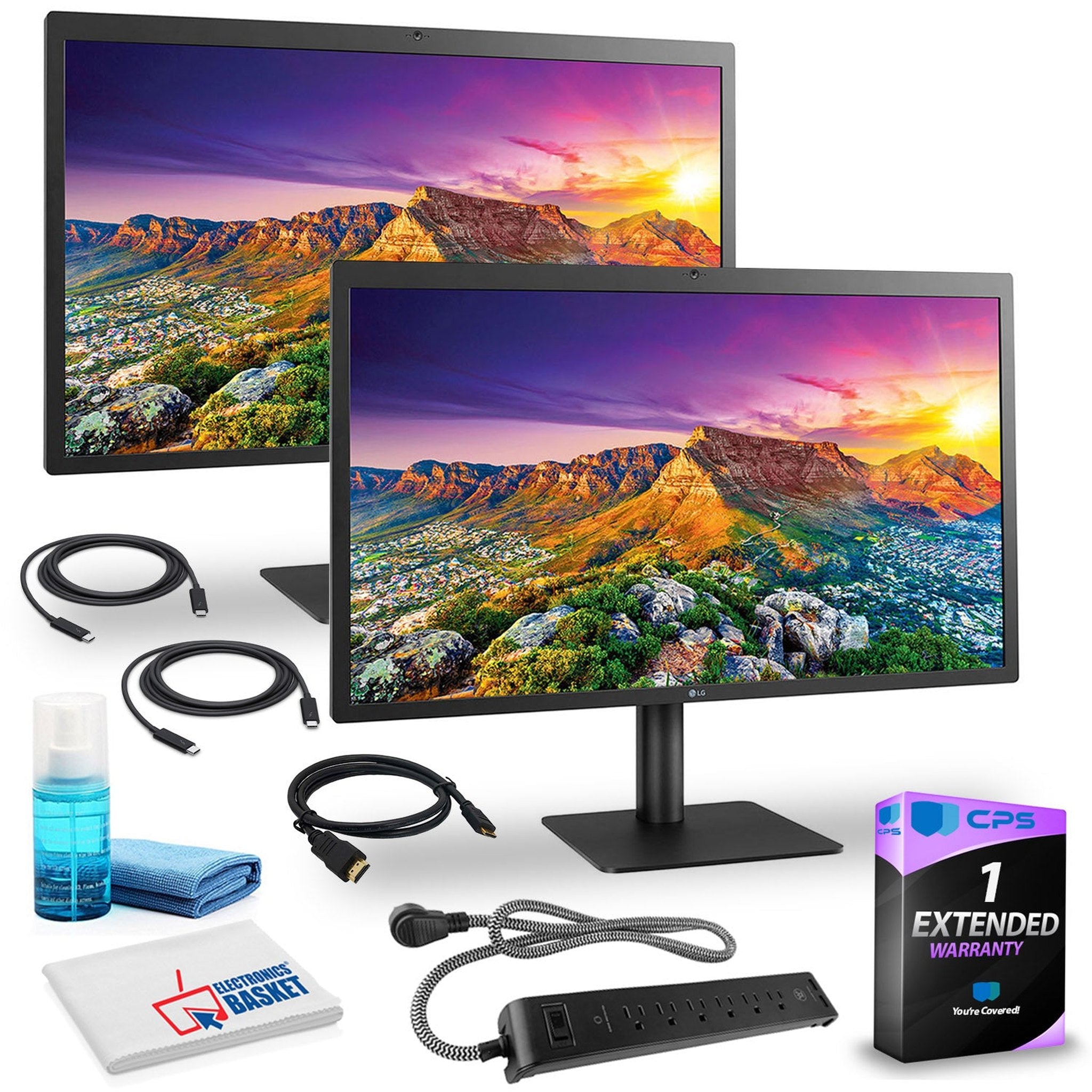LG UltraFine 27MD5KL-B 27" 16:9 5K IPS Dual Monitor With Cleaning Kit, HDMI Cable, Surge Protector, and 1-Year Extended Warranty