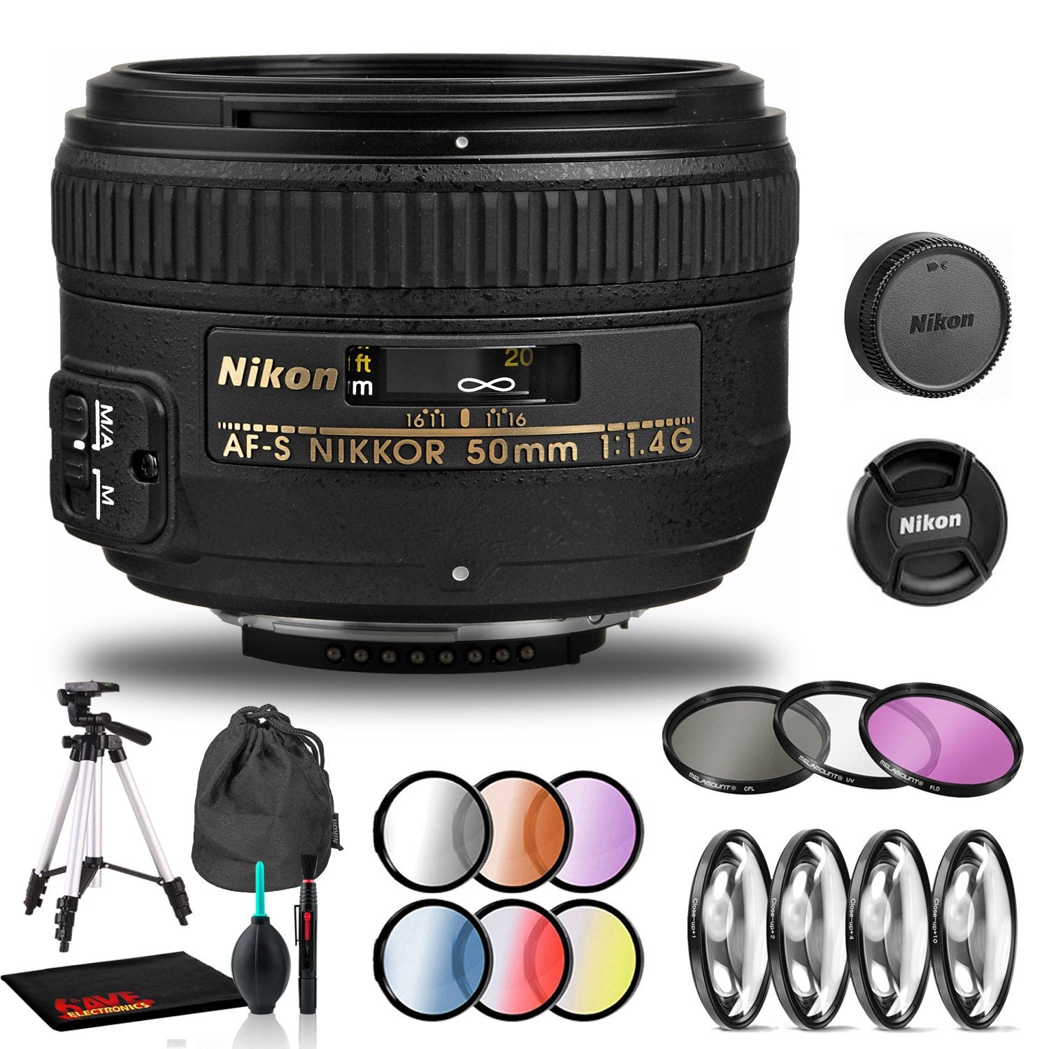 Nikon AF-S NIKKOR 50mm f/1.4G Lens Includes Filter Kits and Tripod (Intl Model)