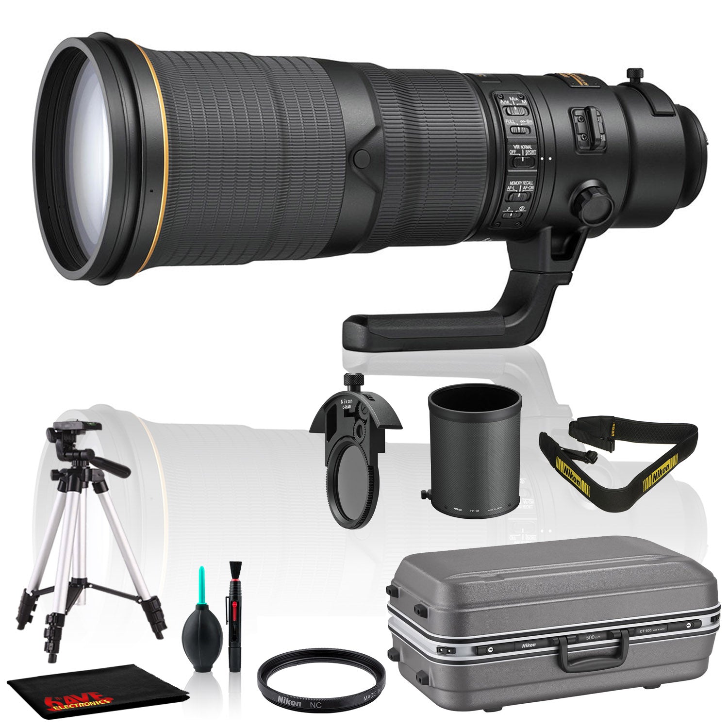 Nikon AF-S NIKKOR 500mm FL ED VR Lens Includes Tripod Intl Model Bundle
