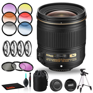 Nikon AF-S NIKKOR 28mm f/1.8G Lens Includes Filter Kits and Tripod Intl Model Bundle