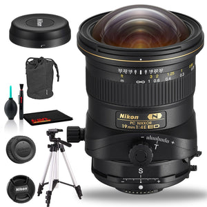 Nikon PC NIKKOR 19mm f/4E ED Tilt-Shift Lens Includes Filter Kits and Tripod Intl Model