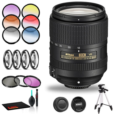 Nikon AF-S DX NIKKOR 18-300mm f/3.5-6.3G ED VR Lens Includes Filter Kits and Tripod