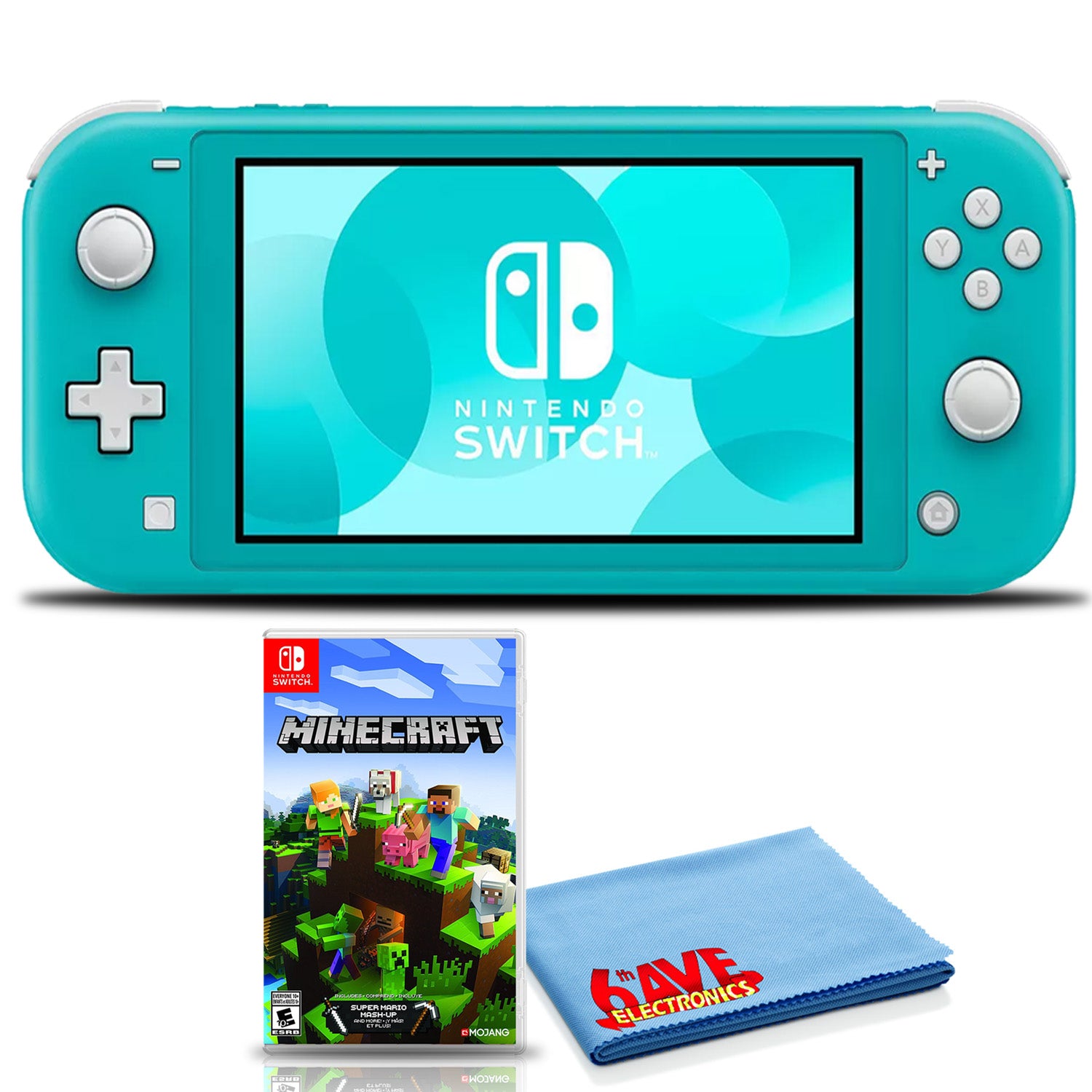 Nintendo Switch Lite Console Bundle with Minecraft and 6Ave Cleaning Cloth