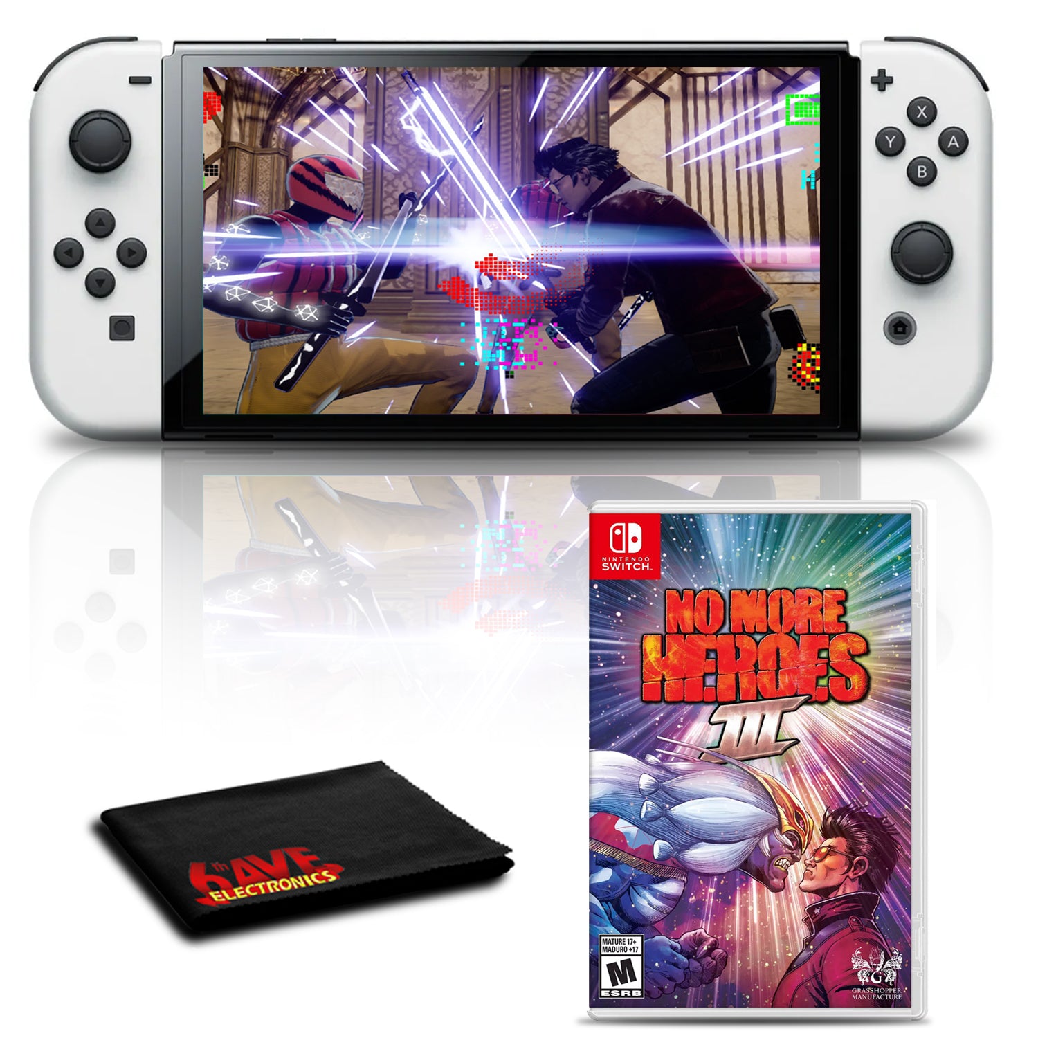 Nintendo Switch OLED White with No More Heroes 3 Game Bundle