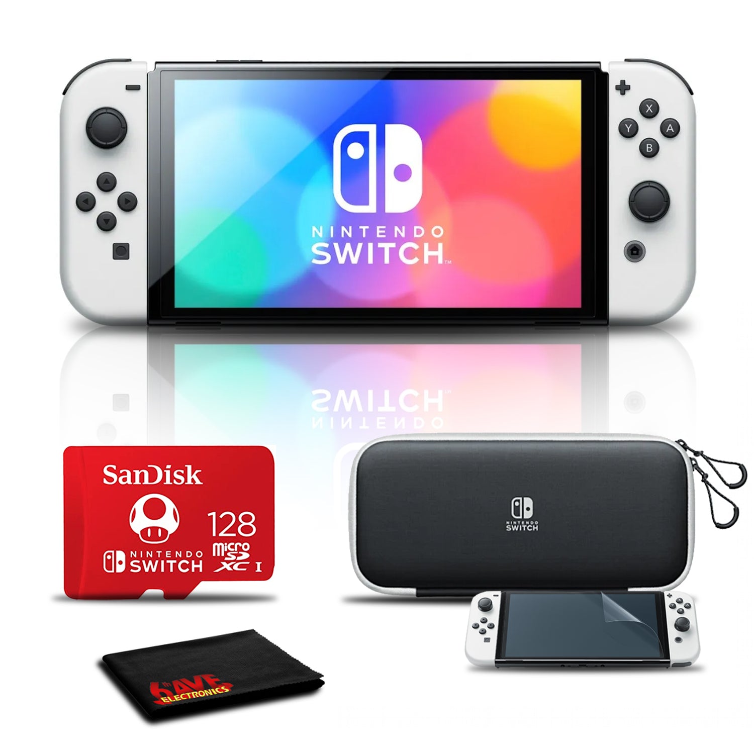 Nintendo Switch OLED White with 128GB Card, Carry Case Bundle