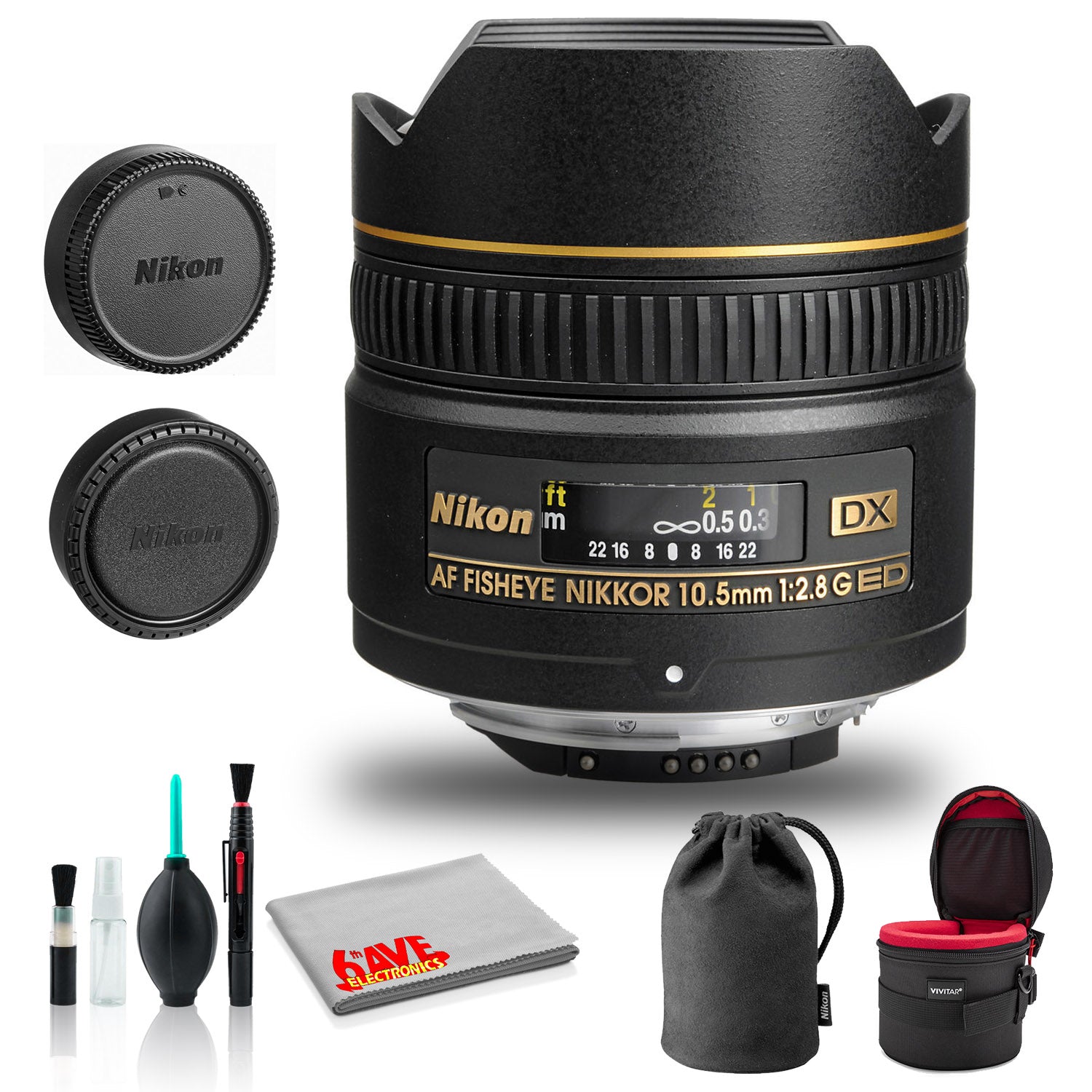 Nikon AF DX Fisheye-NIKKOR 10.5mm f/2.8G ED Lens (INTL Model) with Padded Case Bundle