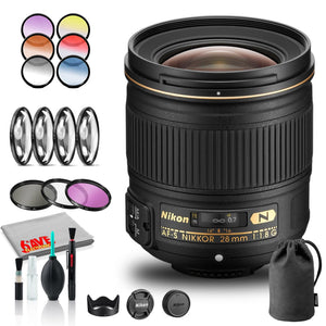 Nikon AF-S NIKKOR 28mm f/1.8G Lens INTL Model with Lens Case and Filter Kits Bundle