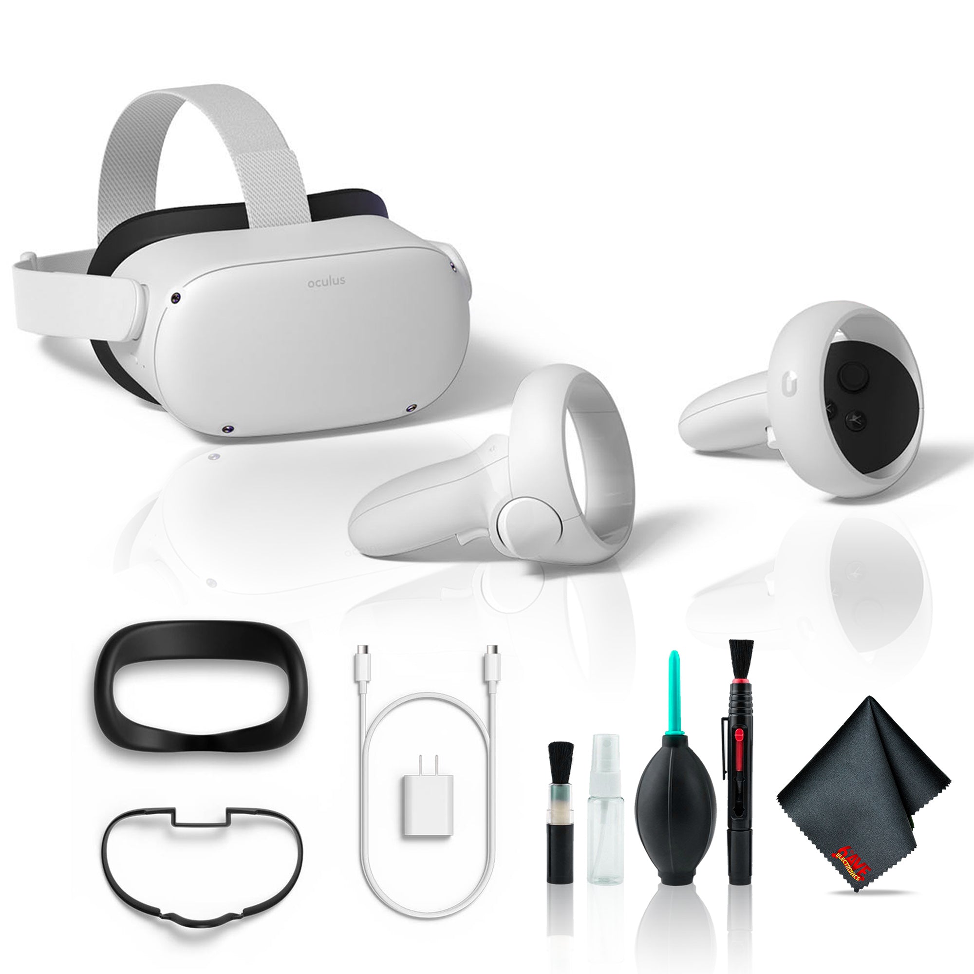 Meta Quest 2 Advanced VR Headset 256GB White Bundle with 6Ave Cleaning Kit