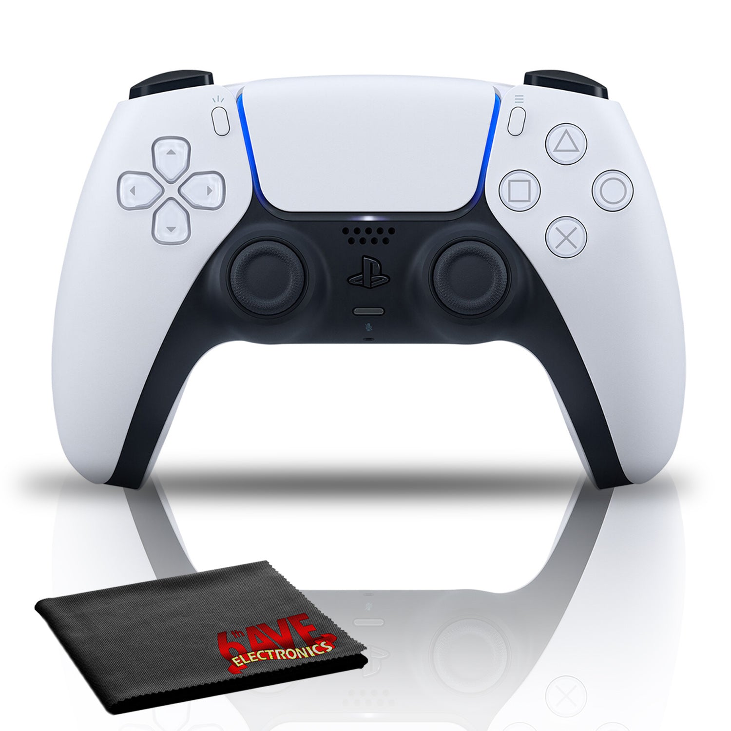 PlayStation 5 DualSense Wireless Controller (White) Bundle with Cleaning Cloth