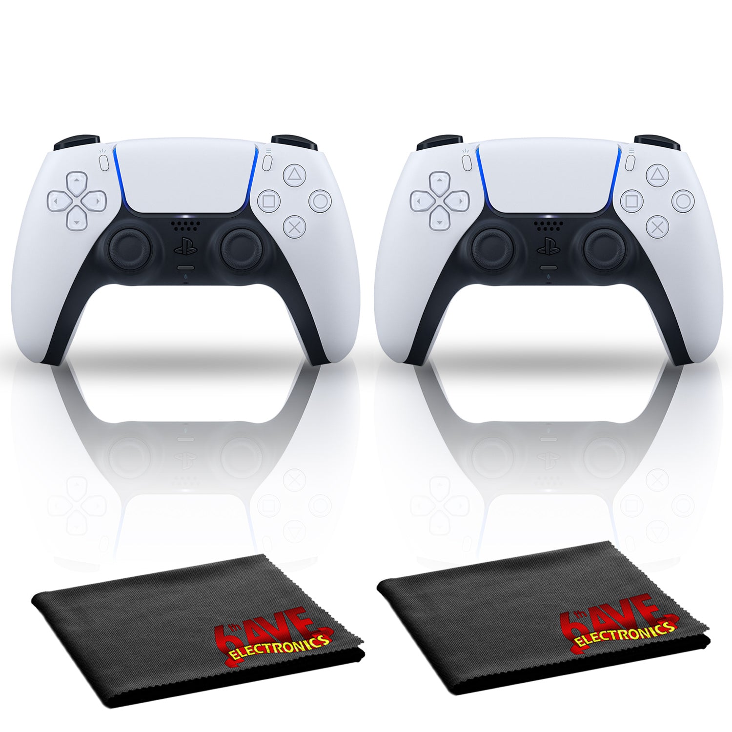 PlayStation 5 DualSense Wireless Controller (White) Two Pack Bundle with Cleaning Cloth