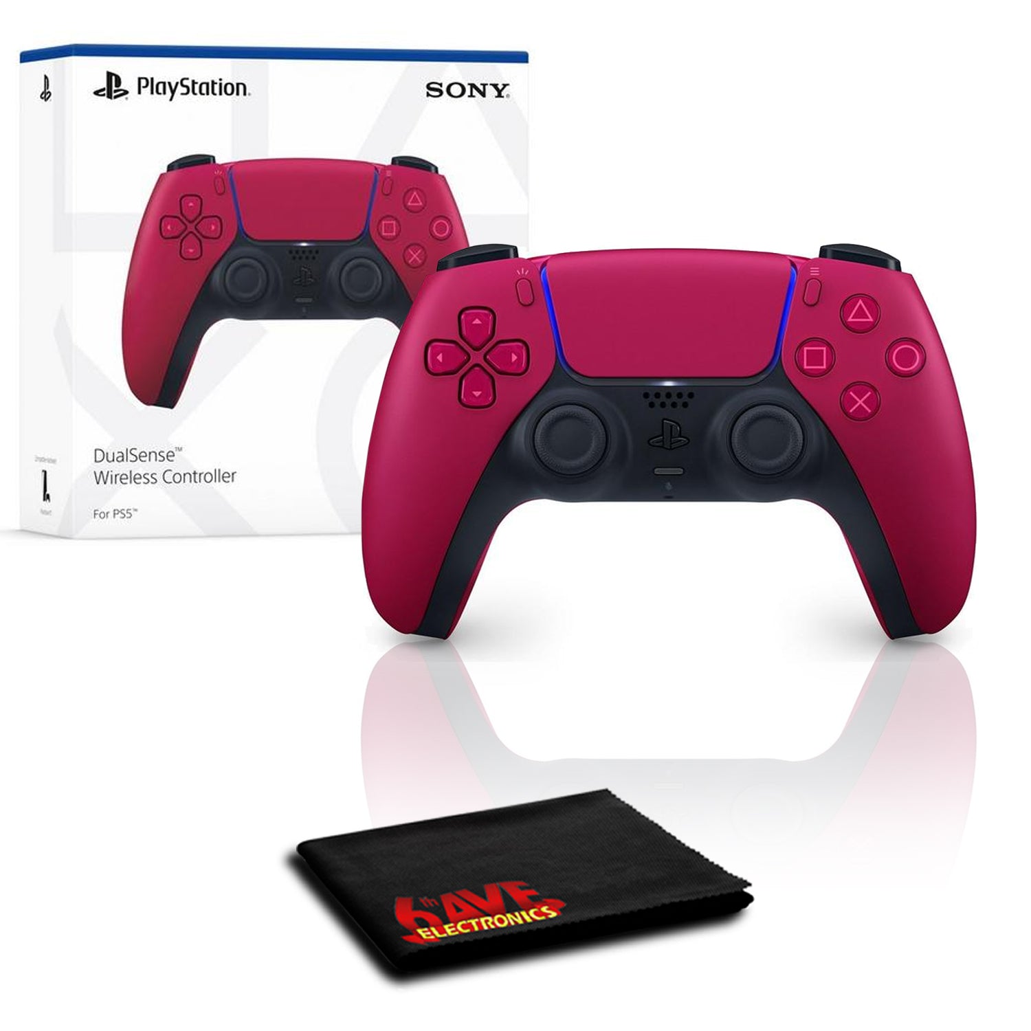 PlayStation 5 DualSense Wireless Controller (Cosmic Red) with Cleaning Cloth
