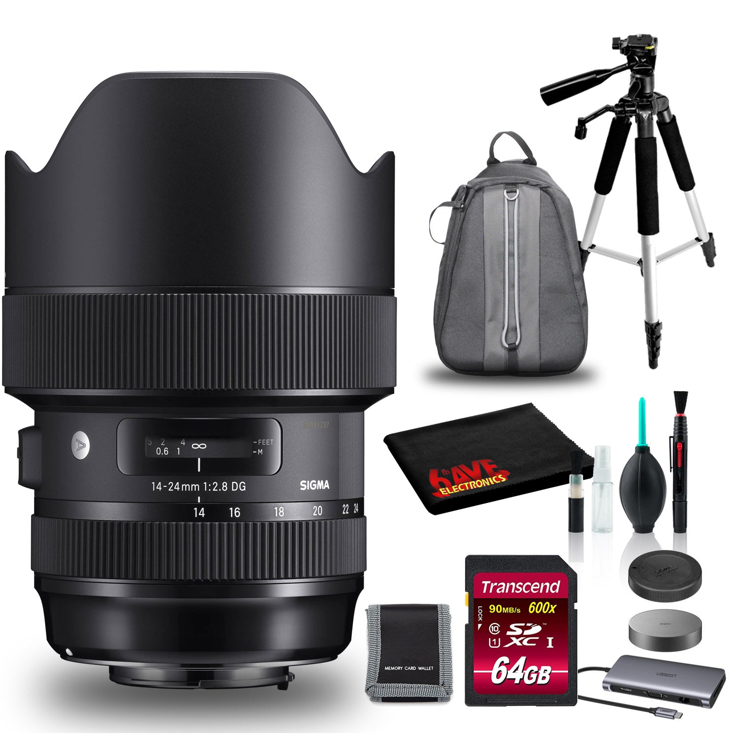Sigma 14-24mm f/2.8 DG HSM Lens for Canon EF with Padded Bag, 64GB SD Bundle