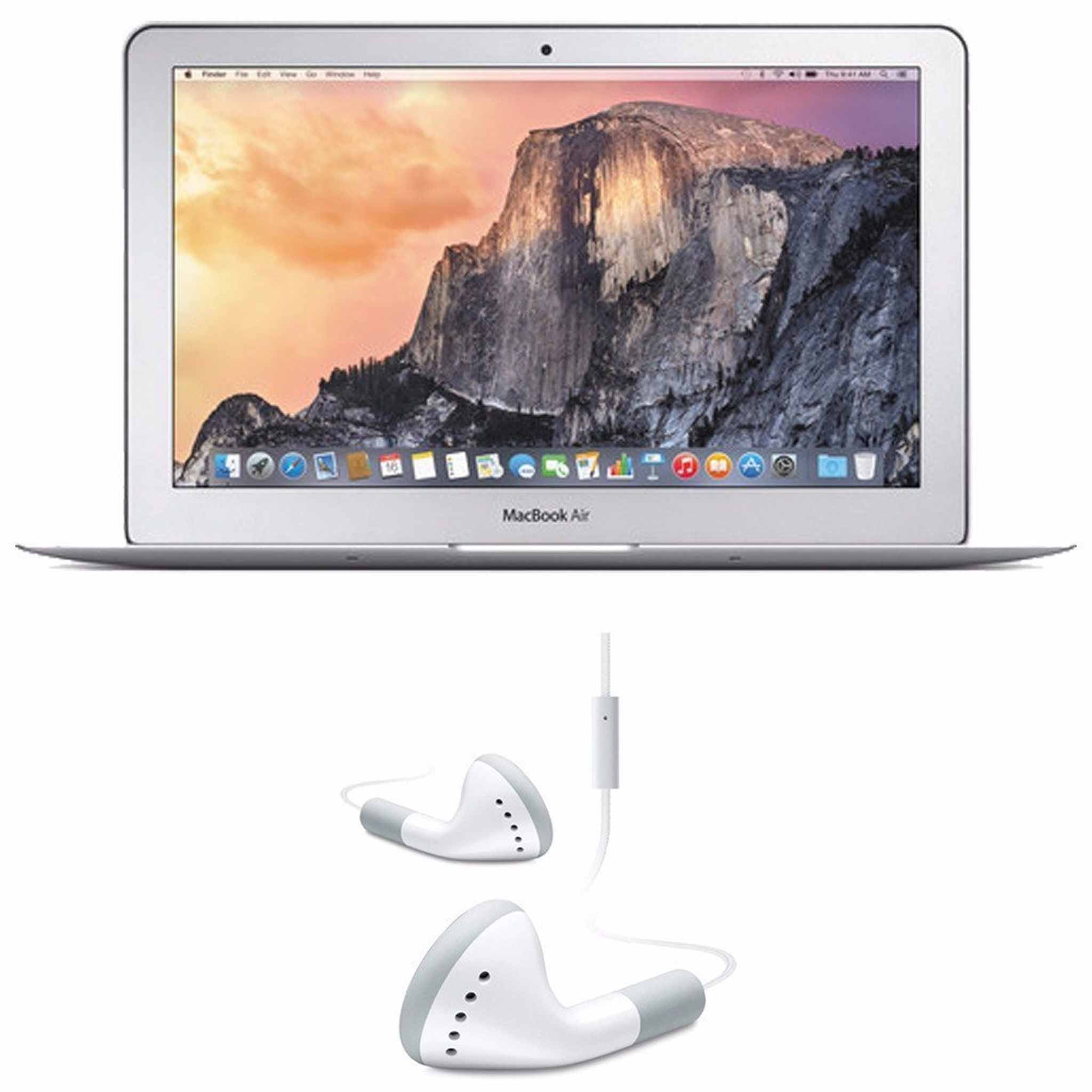 Apple 11.6" MacBook Air MJVM2LL/A Notebook Computer + iHip IP-IV-WH Fiber Cord Headphone White Bundle