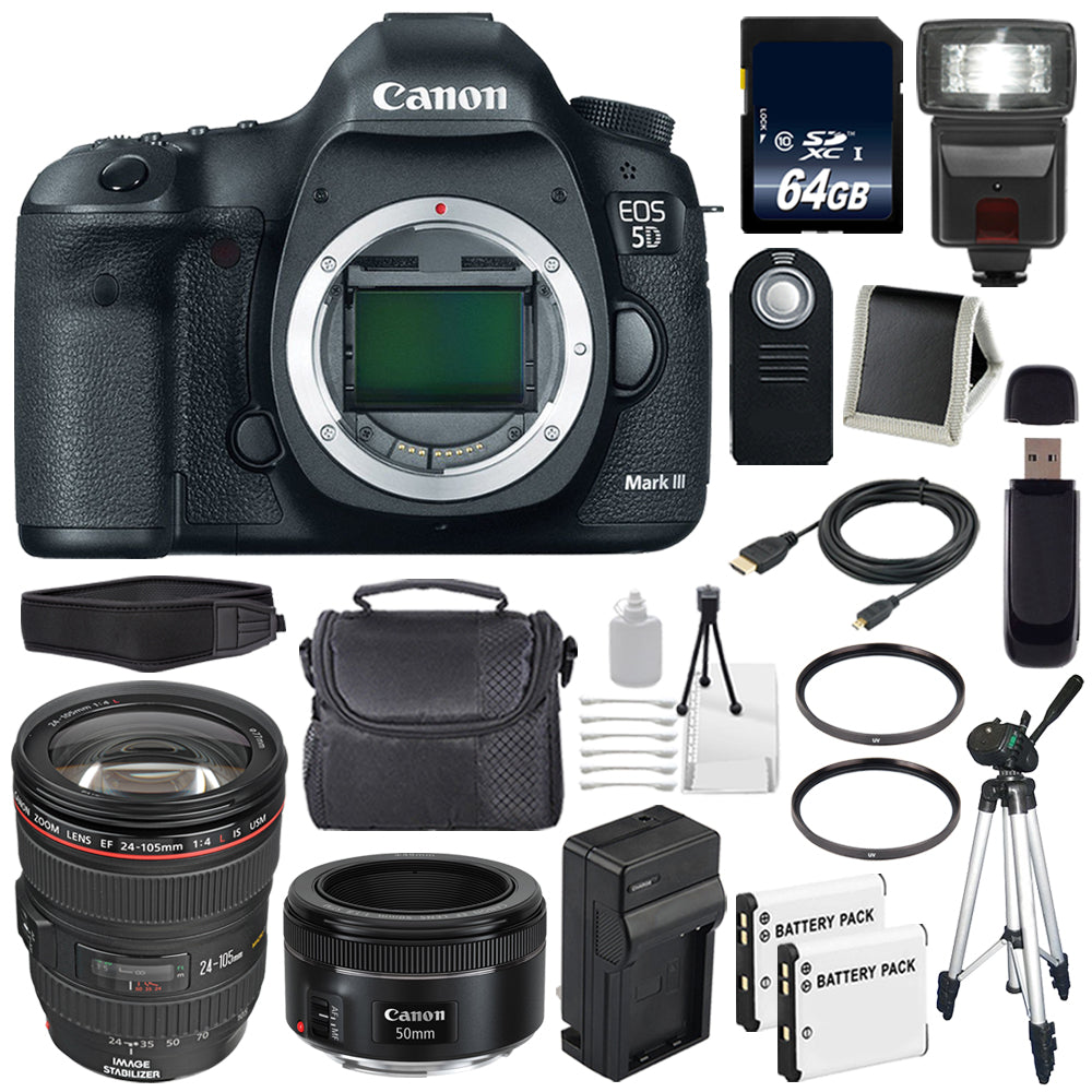Canon EOD 5D III Digital Camera International Model + Canon EF 24-105mm f/4L IS USM Lens + Charger Bundle