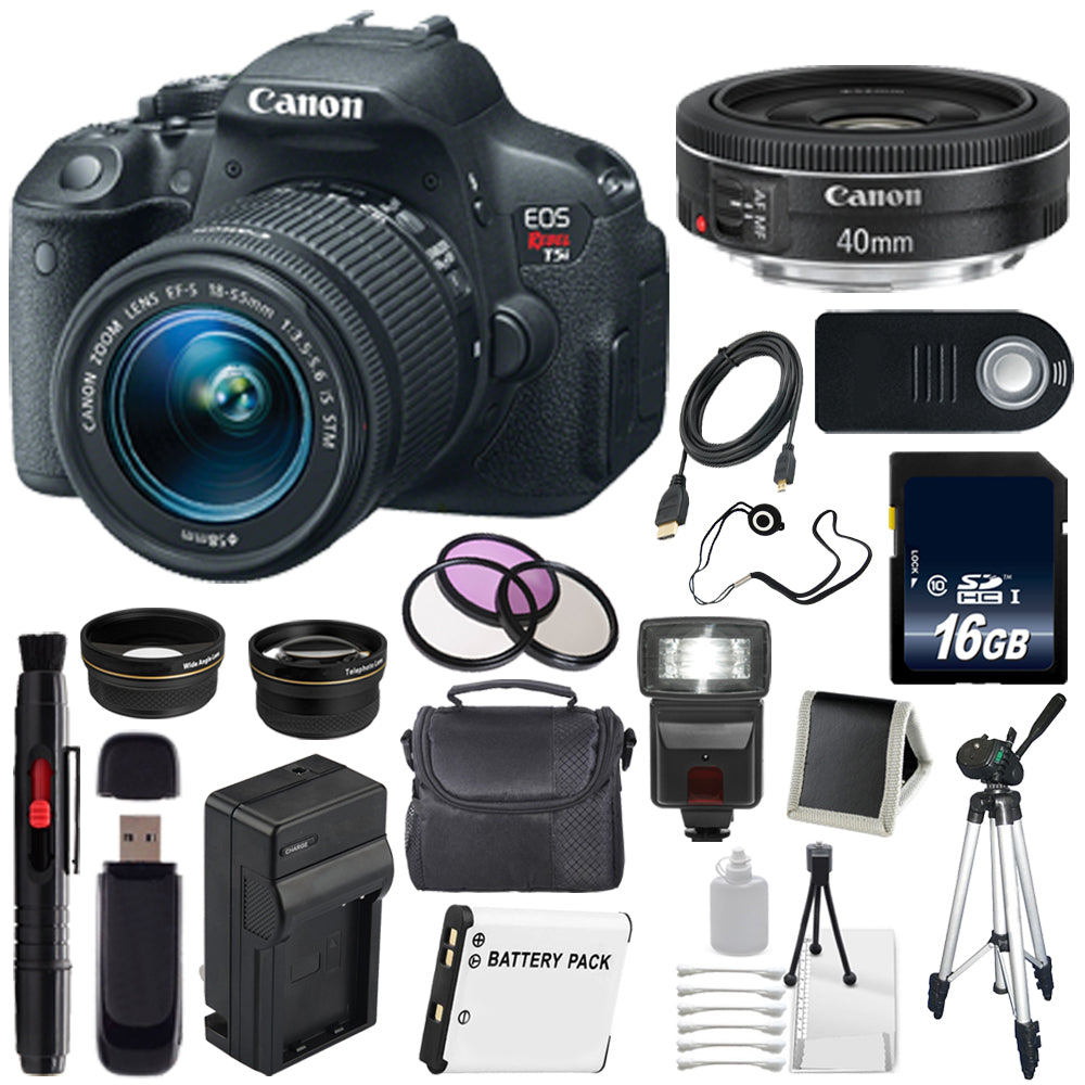 6Ave Canon EOS Rebel T5i 18 MP CMOS Digital SLR Camera w/EF-S 18-55mm Lens International Version (no Warranty) + Canon E