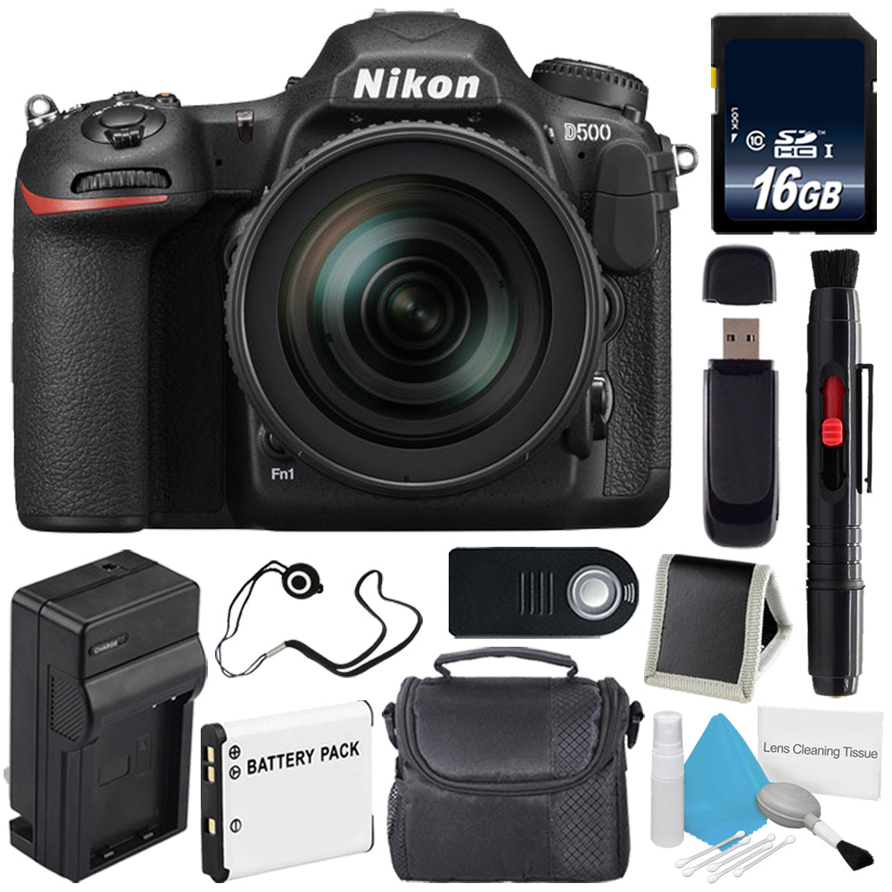 Nikon D500 DSLR Camera with 16-80mm Lens (International Model) + Carrying Case + Universal Wireless Remote Shutter Release Pro Bundle