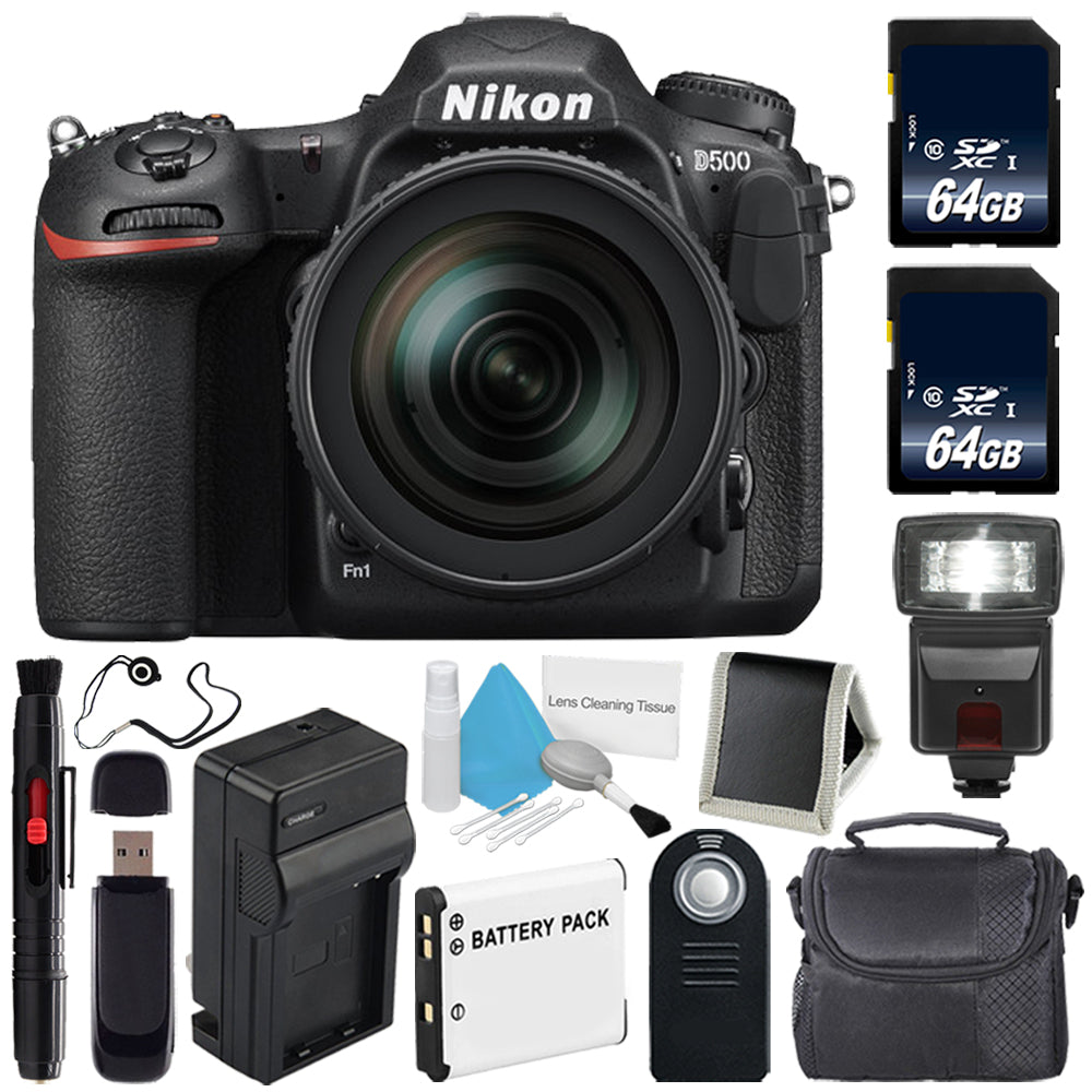 Nikon D500 DSLR Camera with 16-80mm Lens (International Model) + Carrying Case + Universal Wireless Remote Shutter Release Ultimate Bundle