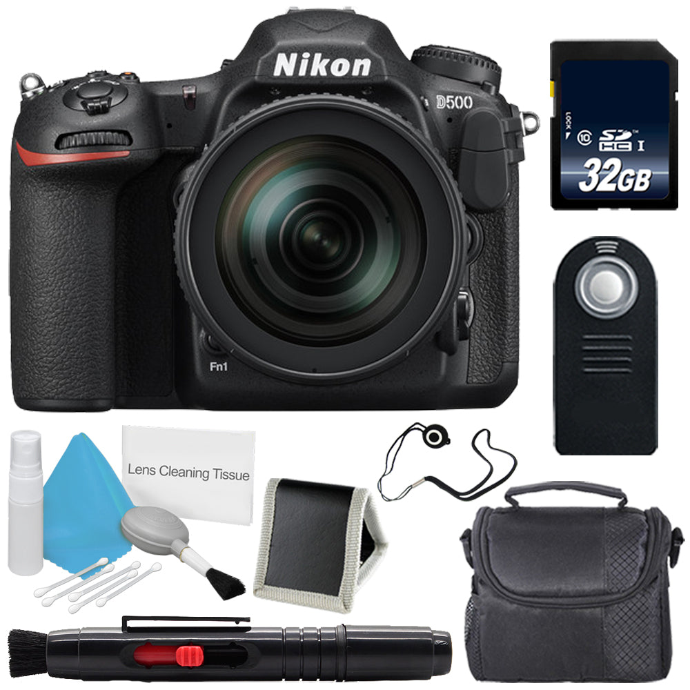 Nikon D500 DSLR Camera with 16-80mm Lens (International Model) + Carrying Case + Universal Wireless Remote Shutter Release Extreme Bundle