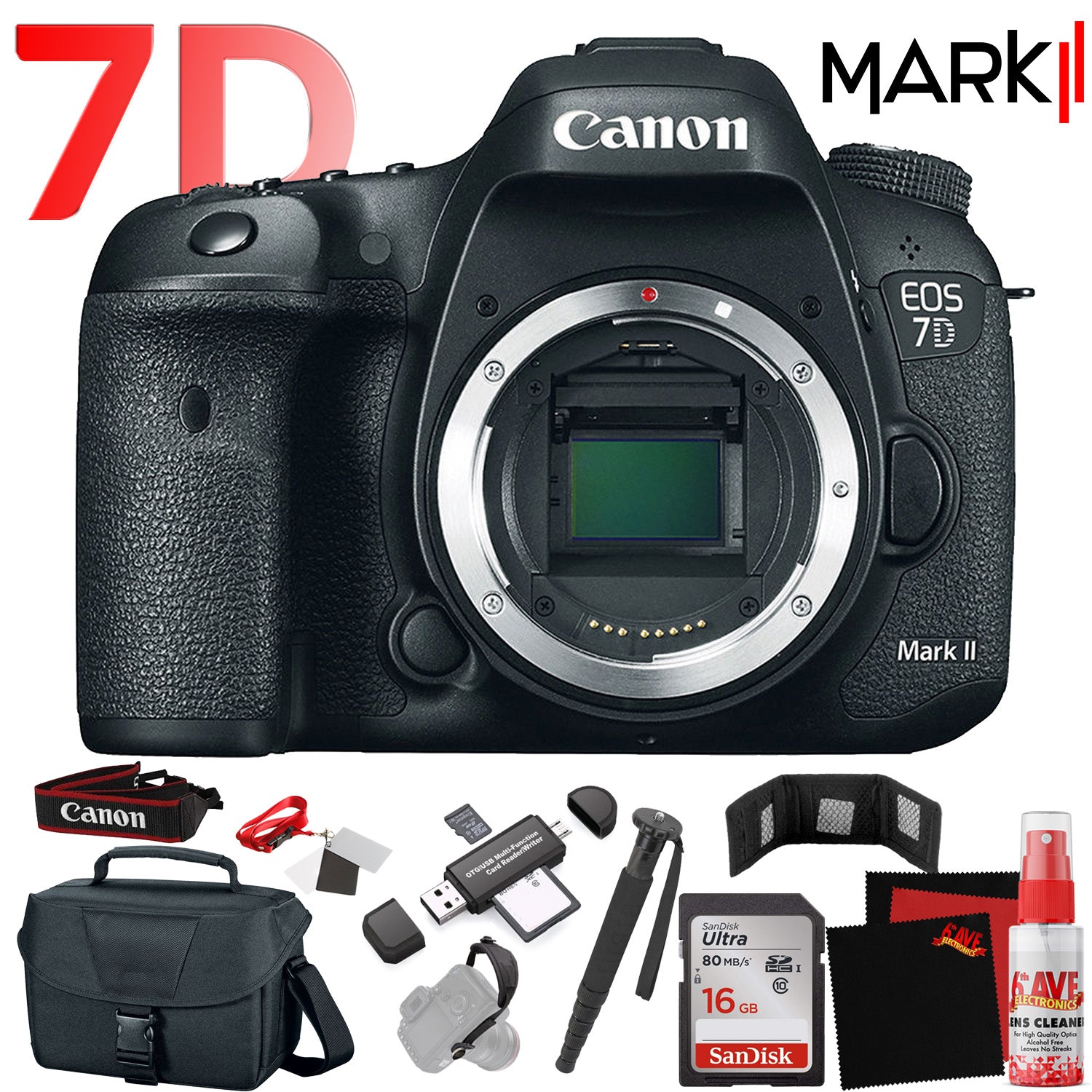 Canon EOS 7D Mark II DSLR Camera Body w (International Model) with Extra Accessory Bundle
