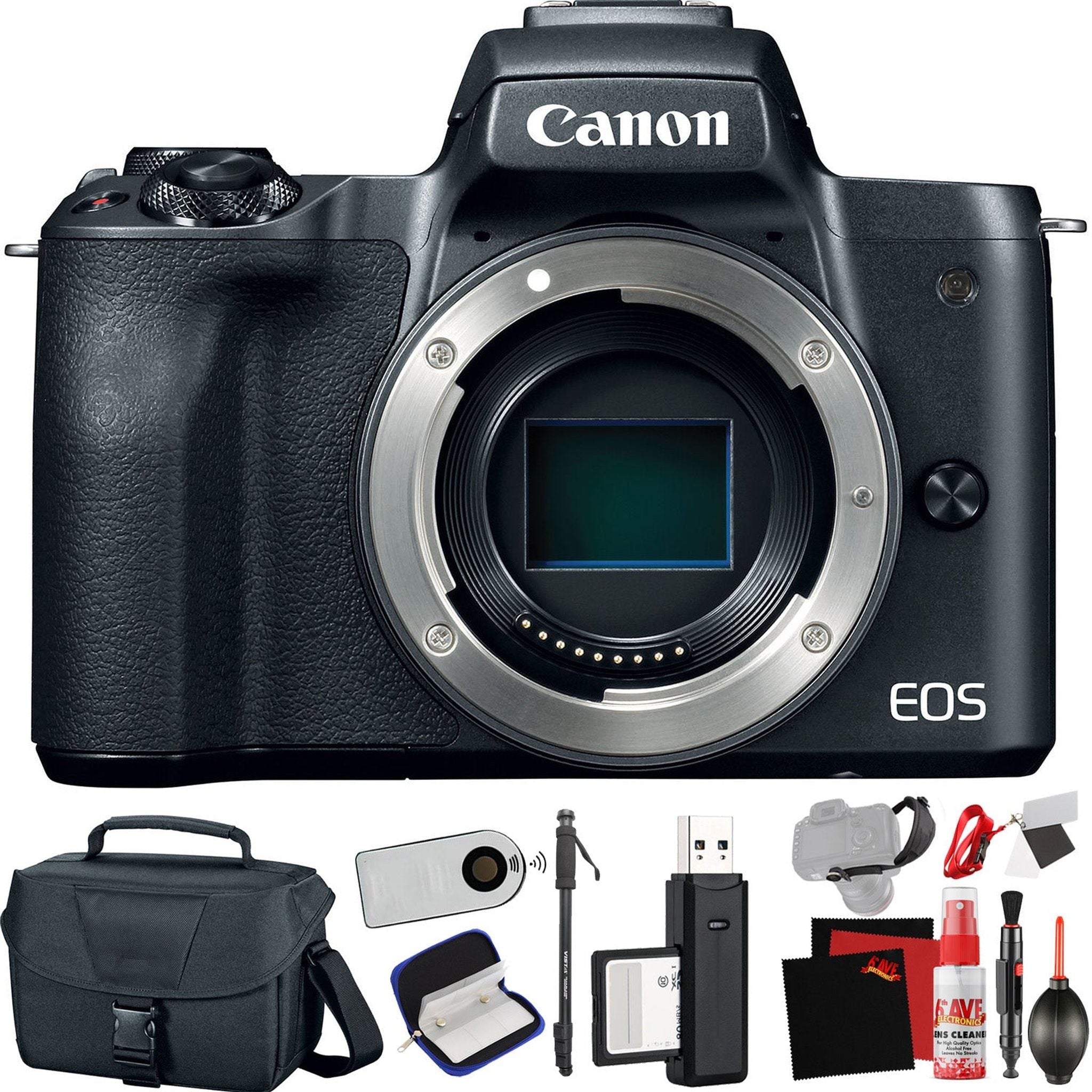 Canon EOS M50 Mirrorless Digital Camera Body Only, Black International Model with Extra Accessory Bundle