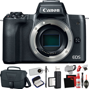 Canon EOS M50 Mirrorless Digital Camera Body Only, Black International Model with Extra Accessory Bundle