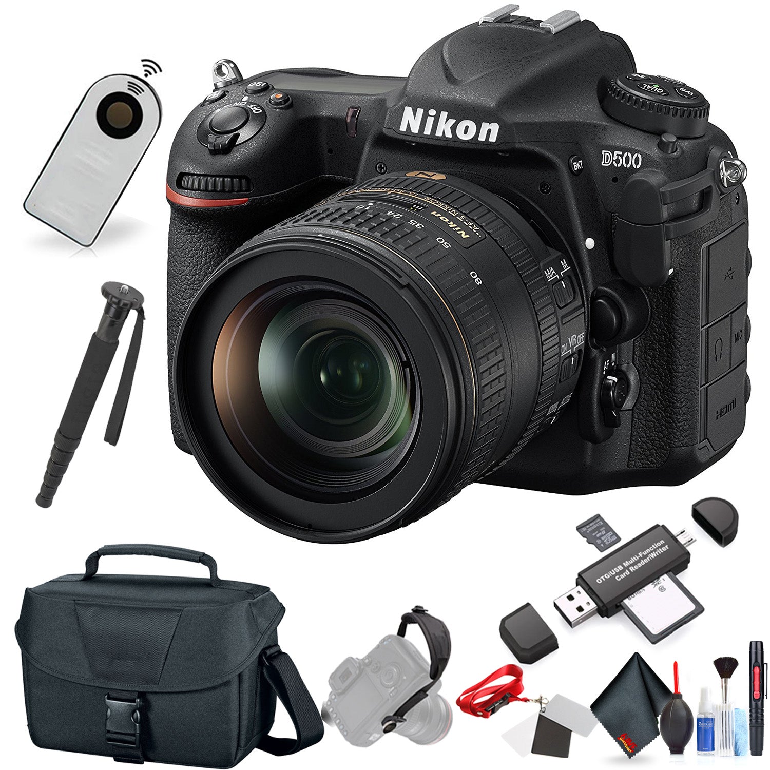 Nikon D500 DSLR Camera with 16-80mm Lens (International Model) with Extra Accessory Bundle
