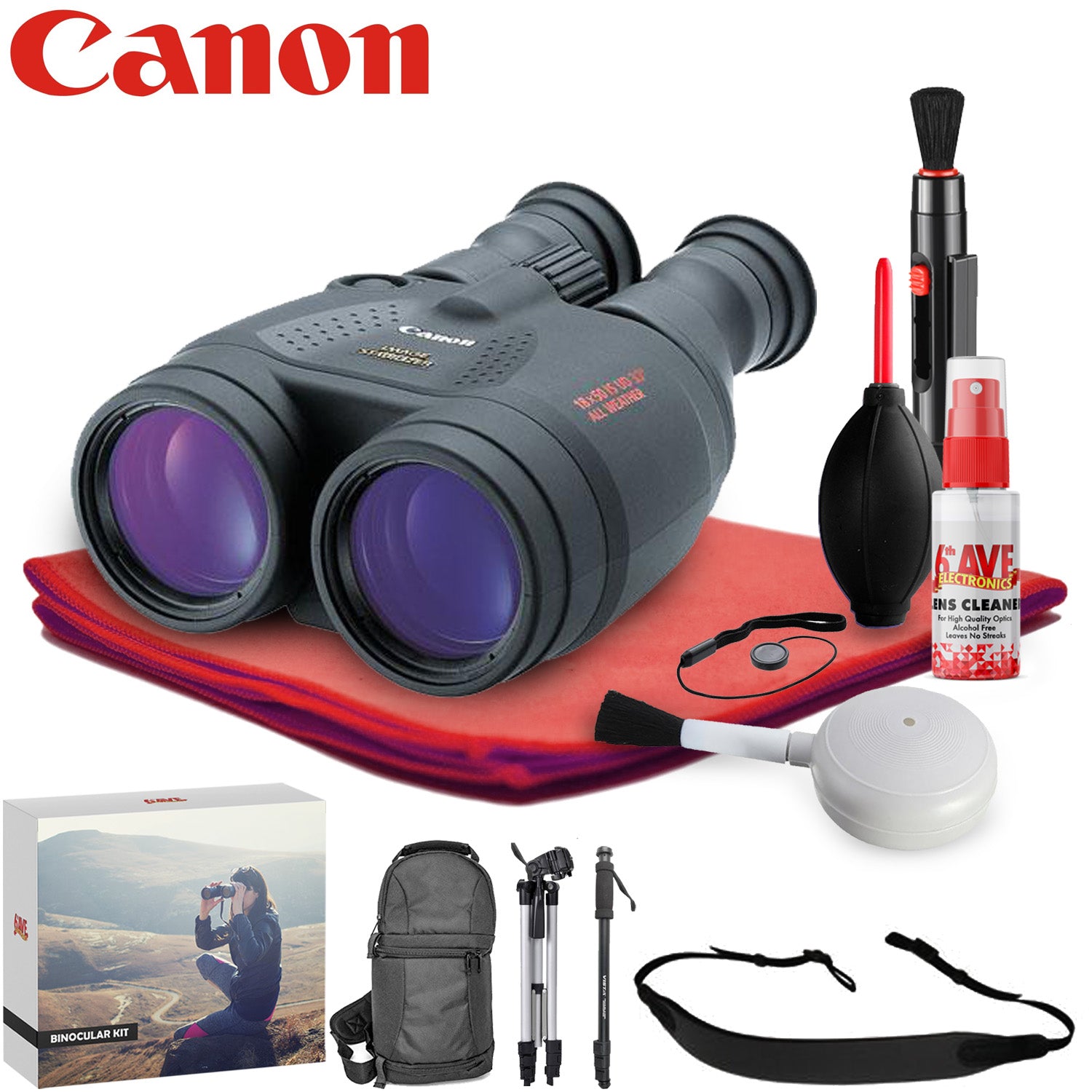 Canon 18x50 IS Image Stabilized Binocular  - Exclusive Outdoors Binoculars Kit