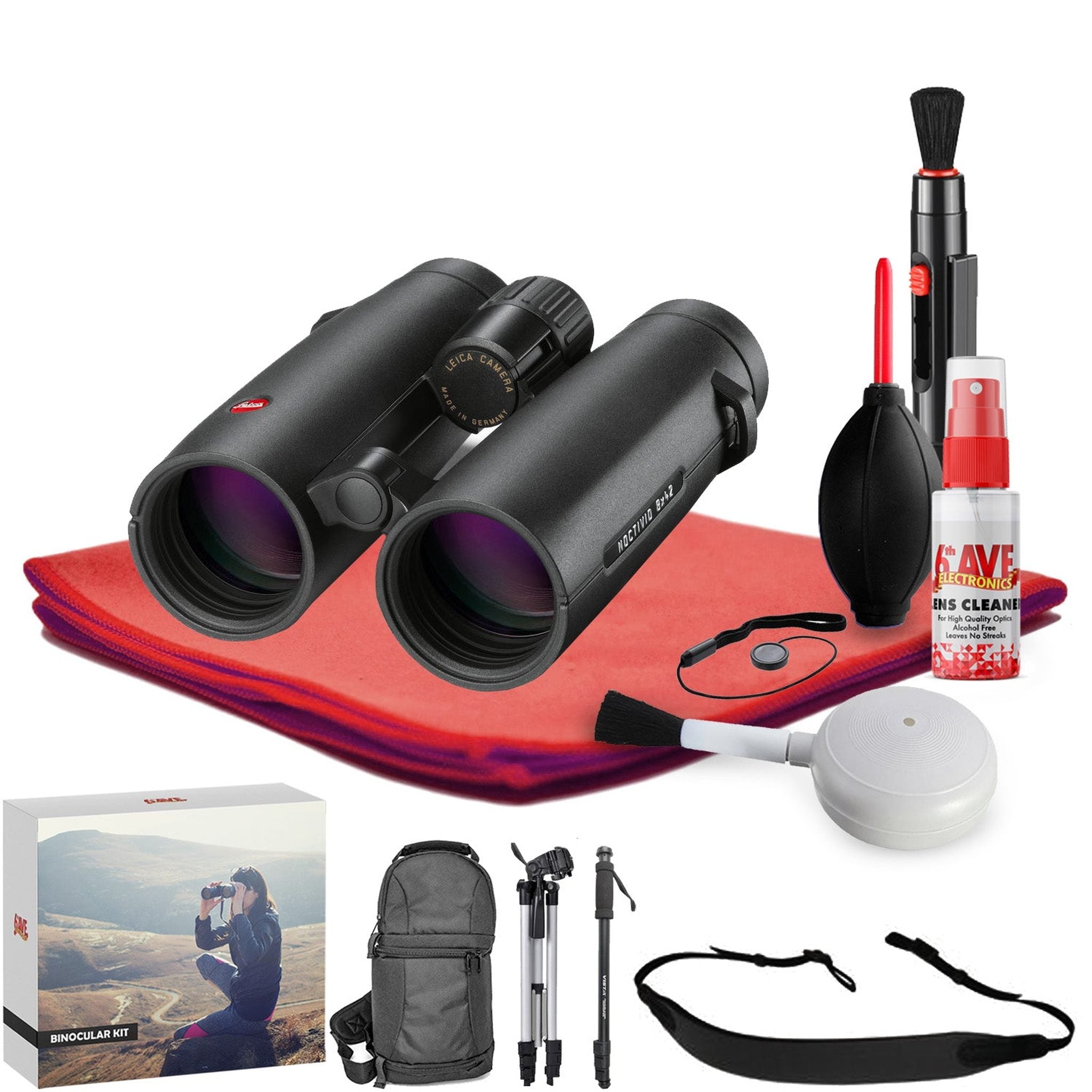 Leica 8x42 Noctivid Binocular Black - Exclusive Outdoors Binoculars Bundle