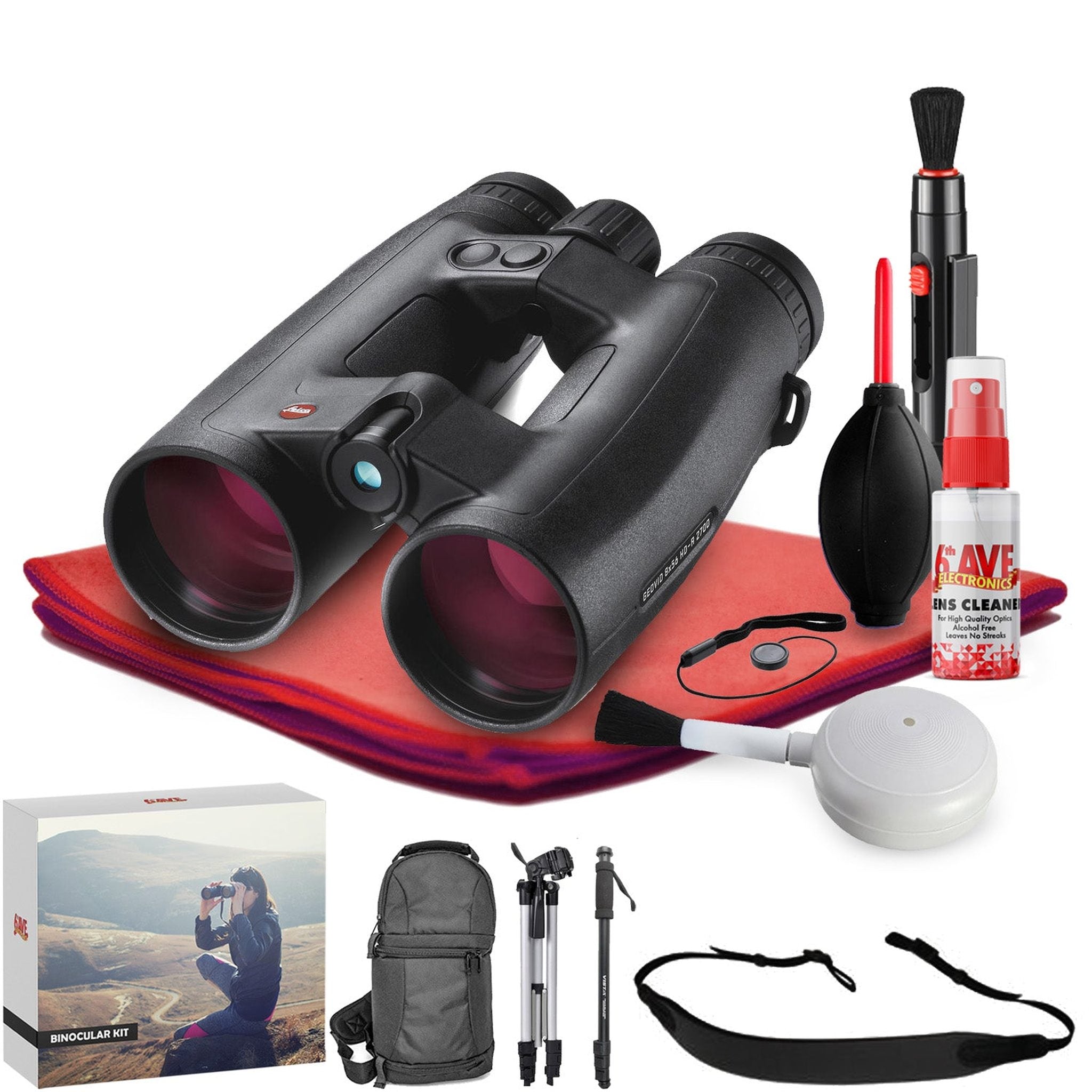 Leica 8x56 Geovid R Binocular/Rangefinder Meters - Exclusive Outdoors Binoculars Bundle