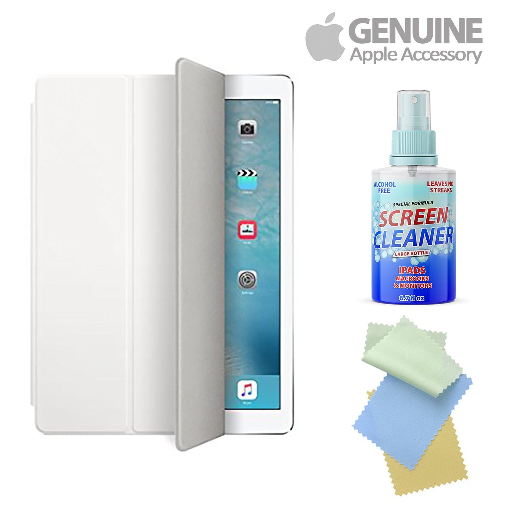 Apple Smart Screen Cover for 12.9" iPad Pro, White MLJK2ZM/A with Free Cleaning Kit Bundle