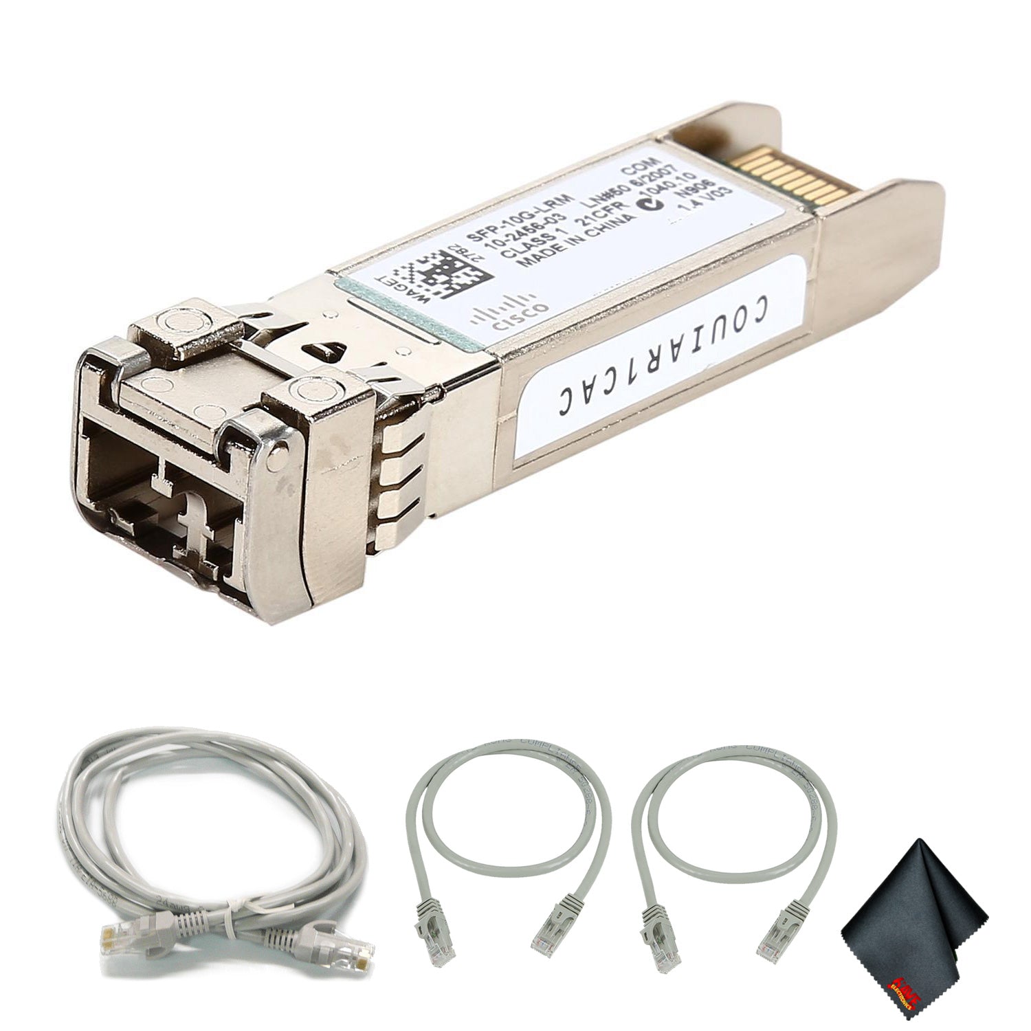 Cisco SFP-10G-LRM 10 Gigabit Interface Converter with Extra Cat5 Cables 1-Pack Bundle