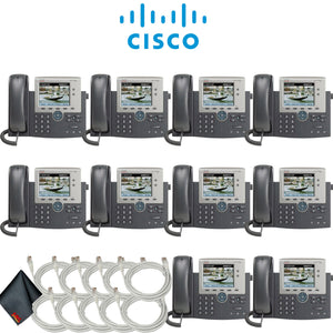 Cisco 7945G Unified IP Phone with Extra Cat5 Cables 10-Pack Bundle