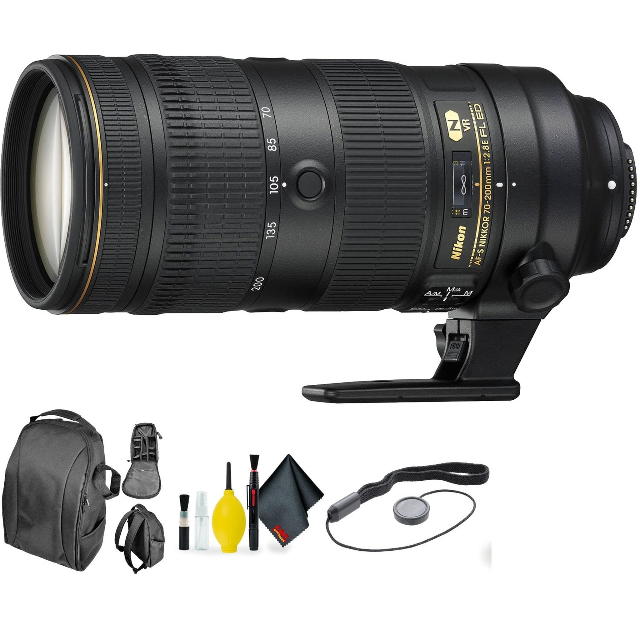 Nikon AF-S NIKKOR 70-200mm f/2.8E FL ED VR Lens + Deluxe Lens Cleaning Kit Bundle Nikon