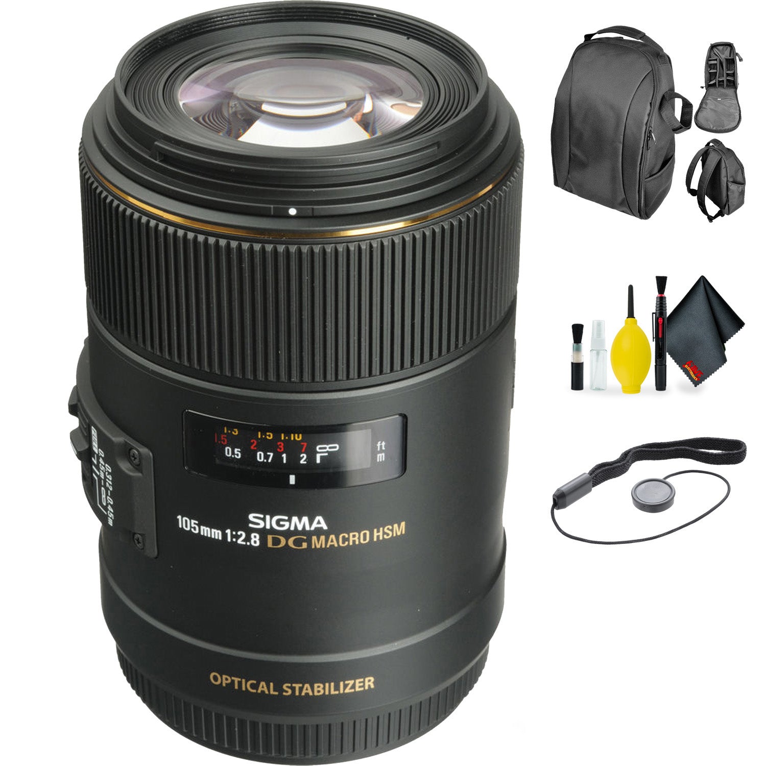 Sigma 105mm f/2.8 EX DG OS HSM Macro Lens for Canon EOS Cameras + Deluxe Lens Cleaning Kit