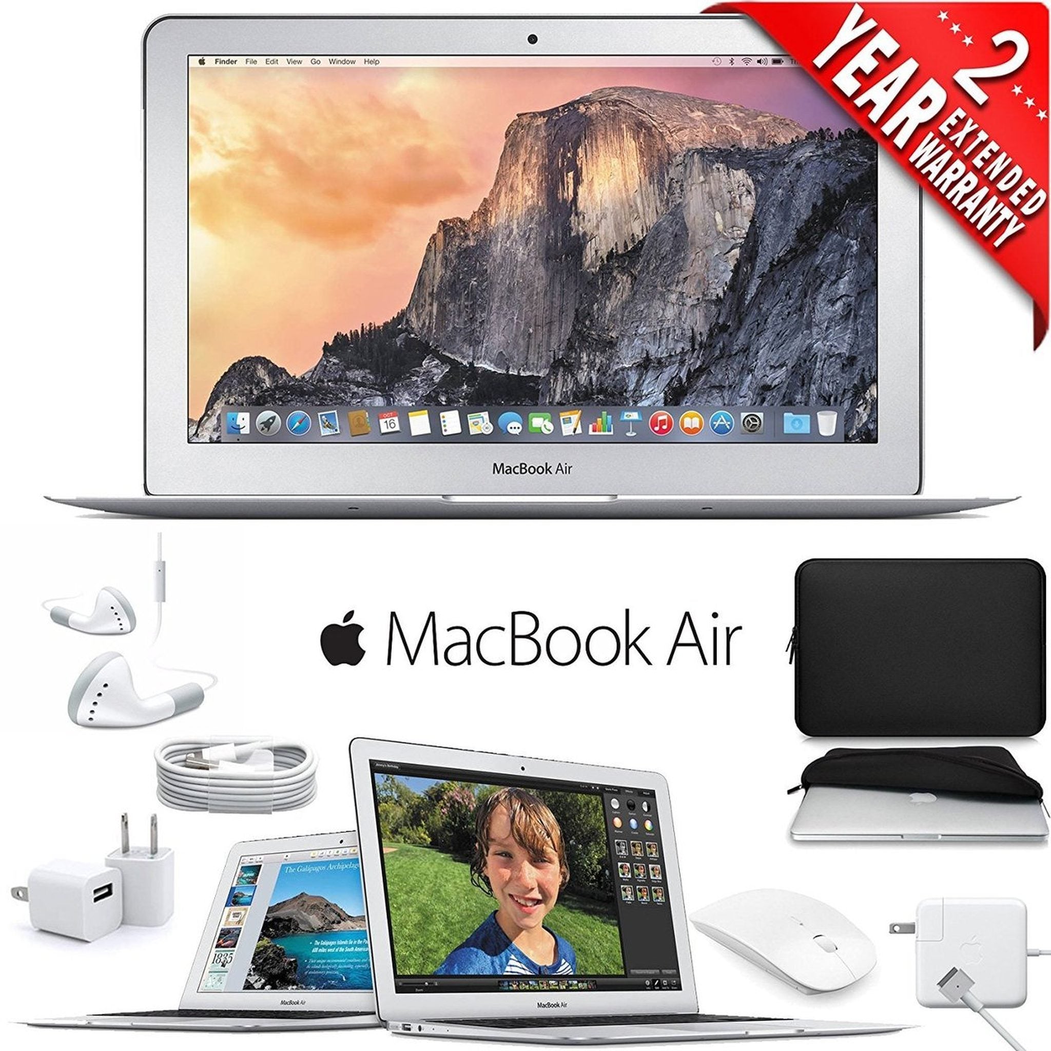 Apple 11.6" MacBook Air Notebook Computer Early 2015 with Padded Case Accessory Bundle