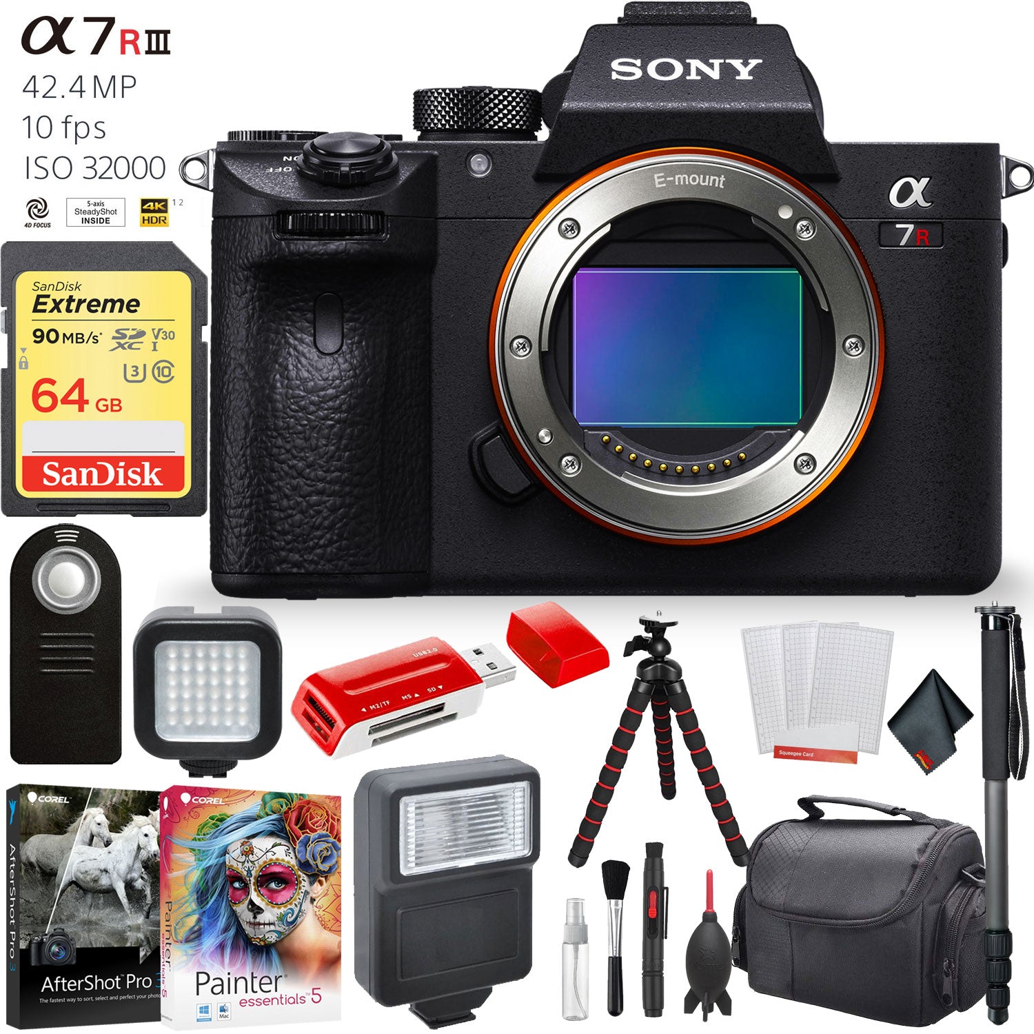 Sony a7R III 42.4MP Full-Frame Mirrorless Interchangeable Lens Camera Accessory Combo