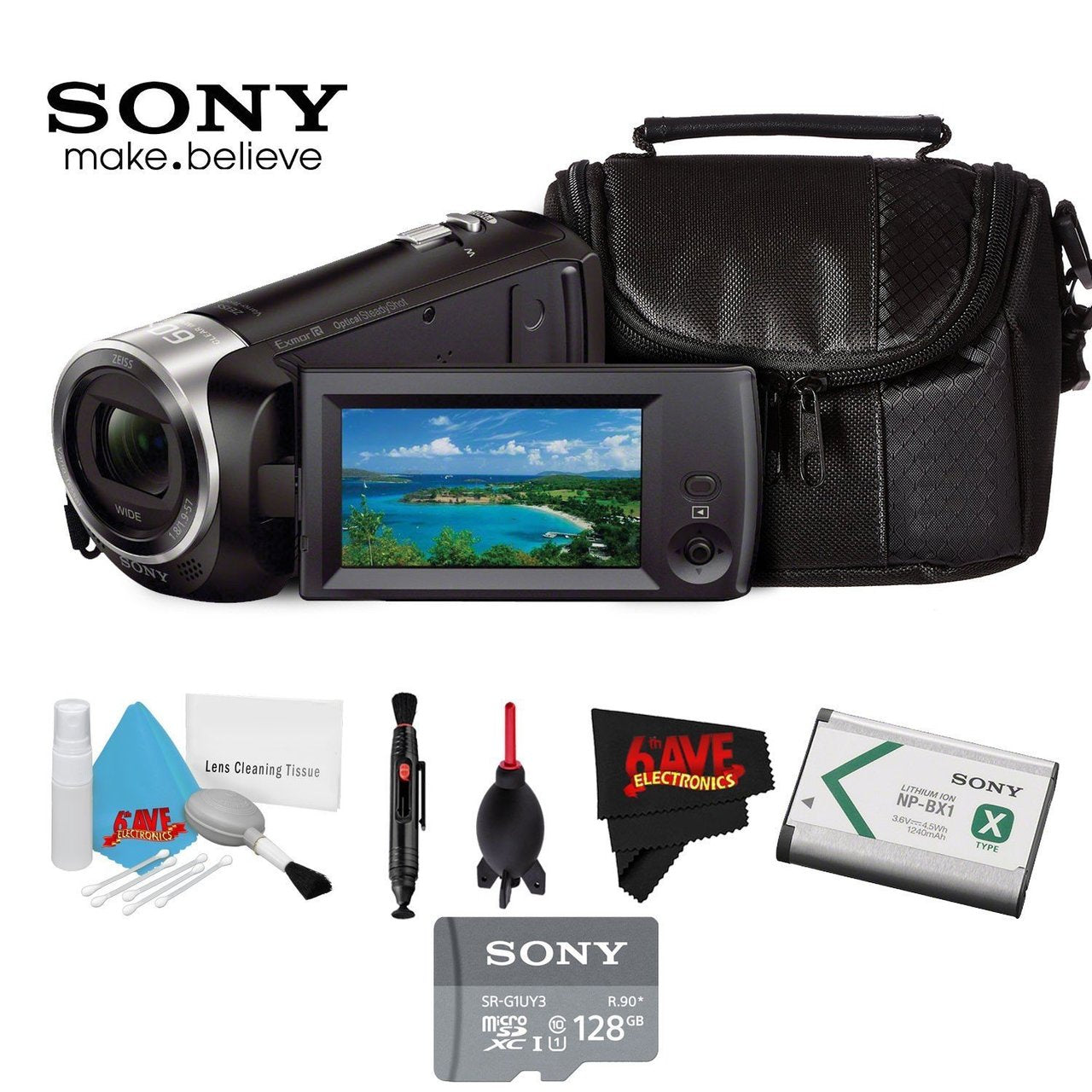 Sony HDR-CX405 Hd Camcorder Black + Sony 128Gb Uhs-I Microsdxc Memory Card Year Warranty