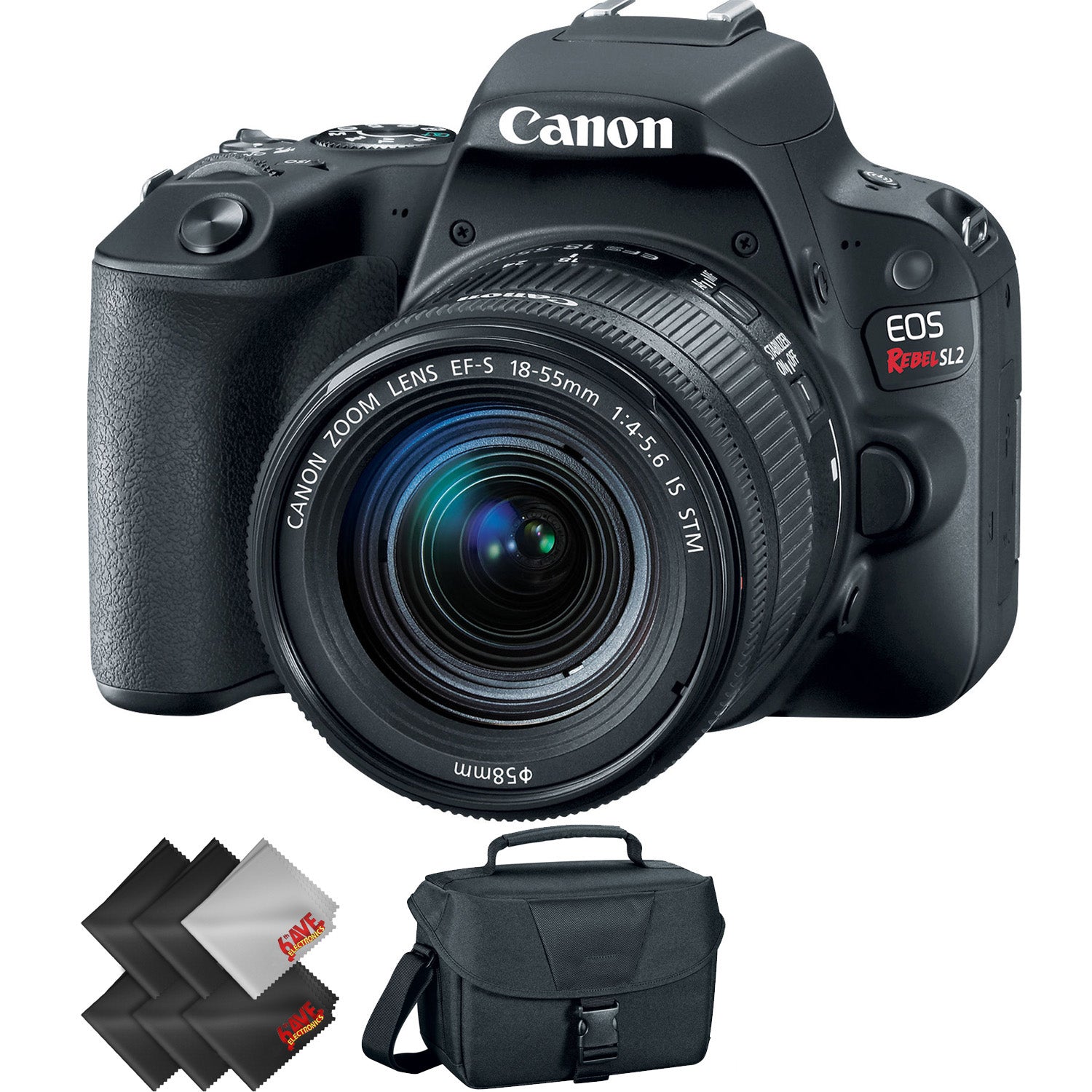 Canon EOS Rebel SL2 DSLR Camera with 18-55mm Lens (Black) + 1 Year Warranty