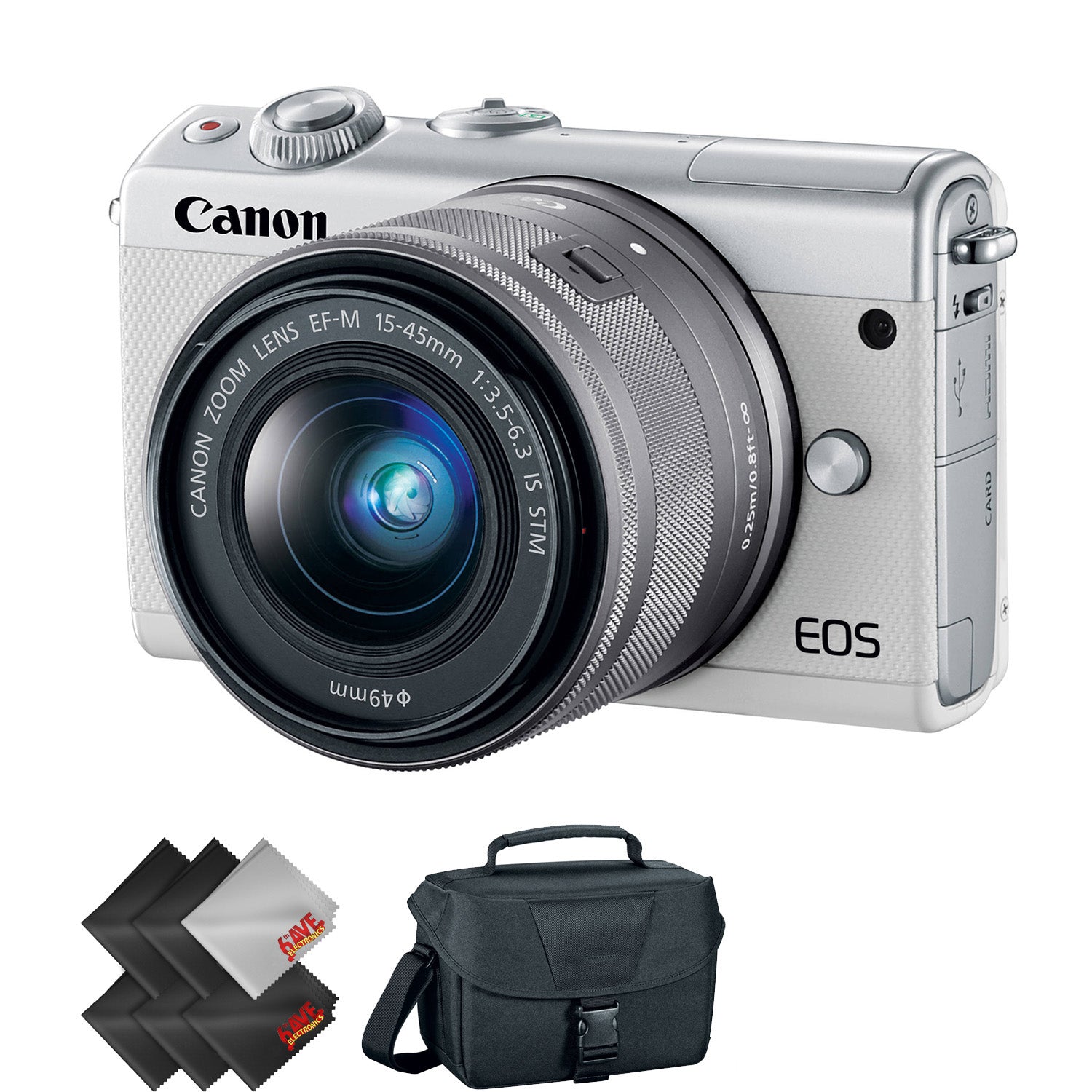 Canon EOS M100 Mirrorless Digital Camera with 15-45mm Lens White + 1 Year Warranty