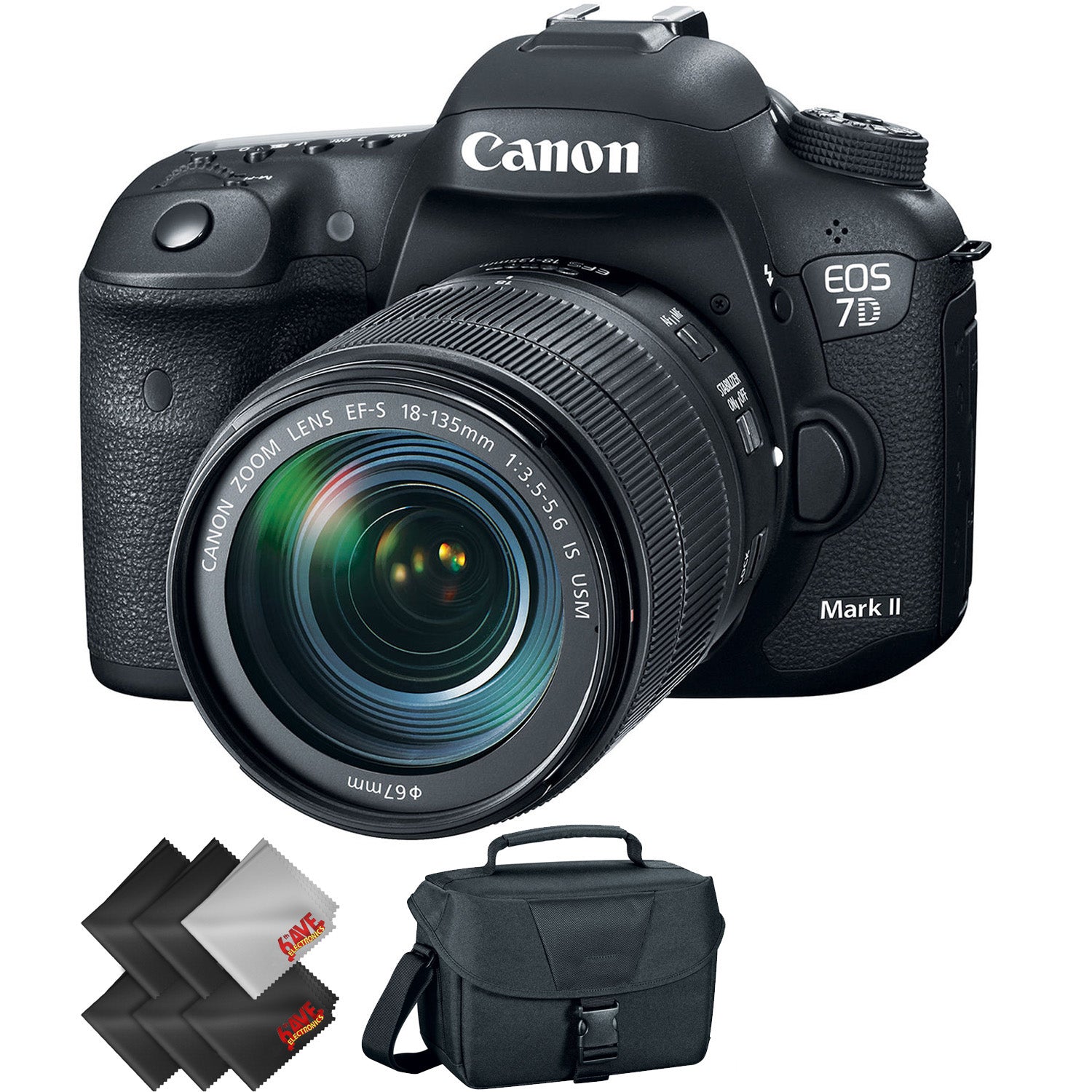 Canon EOS 7D Mark II DSLR Camera with 18-135mm f/3.5-5.6 is USM Lens & W-E1 Wi-Fi Adapter + 1 Year Warranty