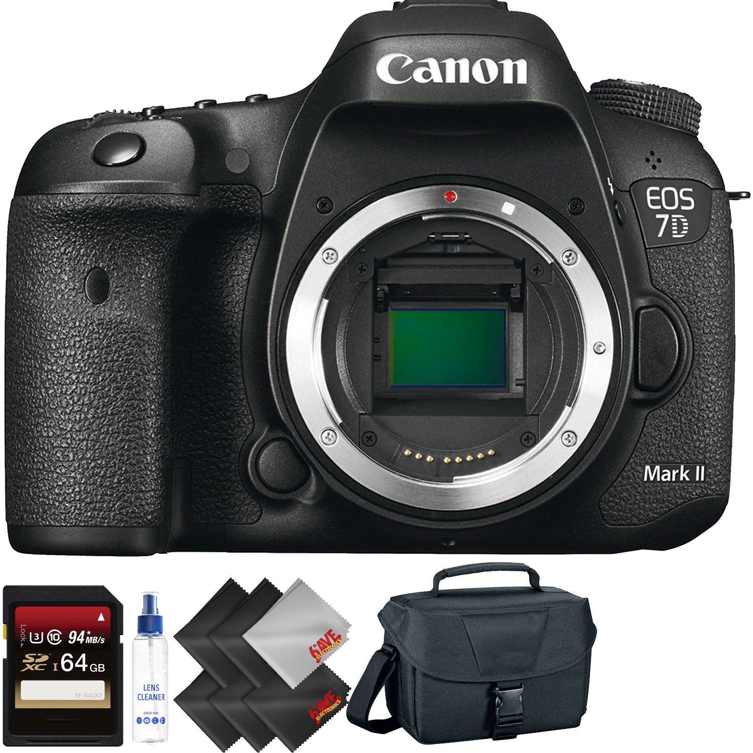 Canon EOS 7D Mark II DSLR Camera (Body Only) + 64GB Memory Card + 1 Year Warranty