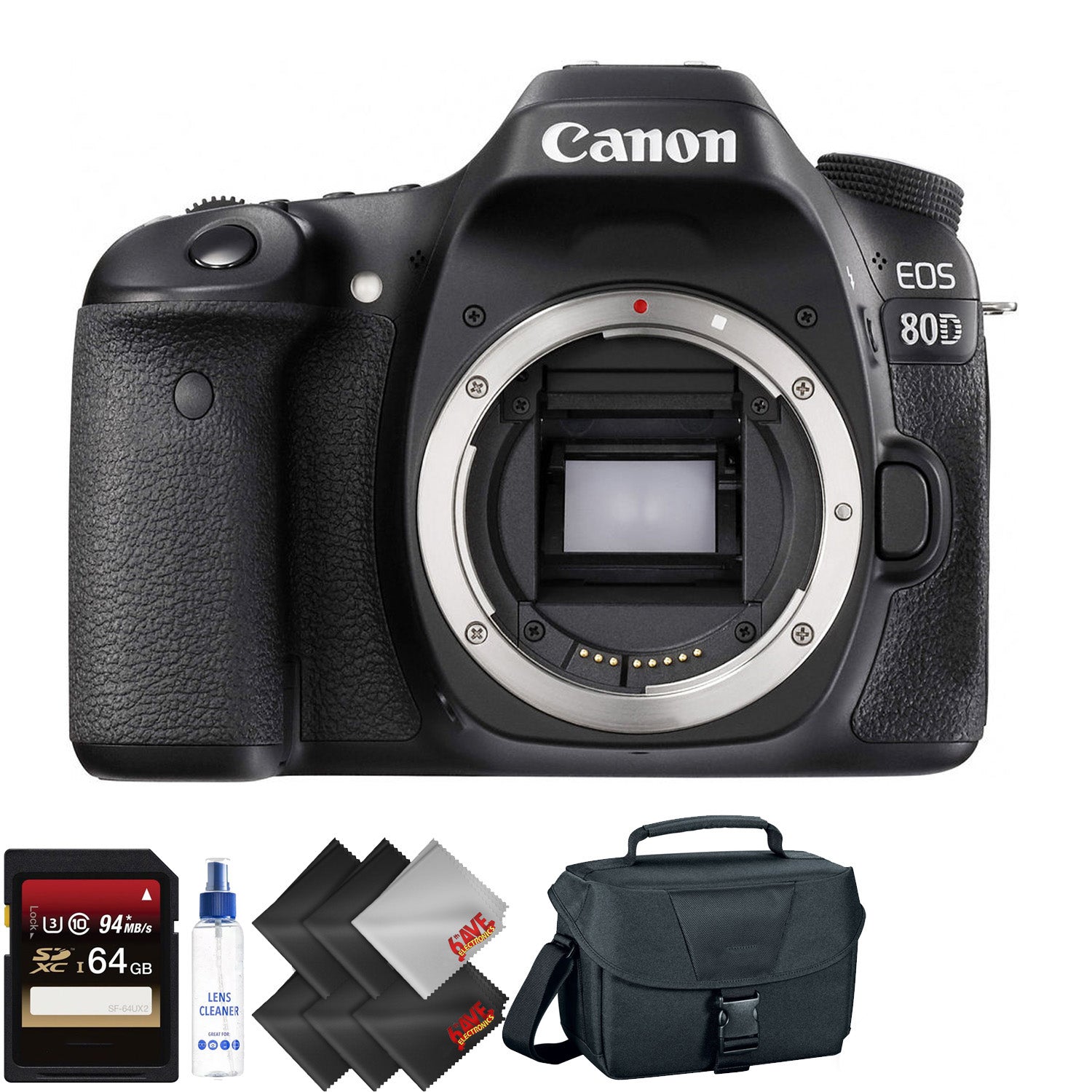 Canon EOS 80D DSLR Camera Body Only + 64GB Memory Card + 1 Year Warranty