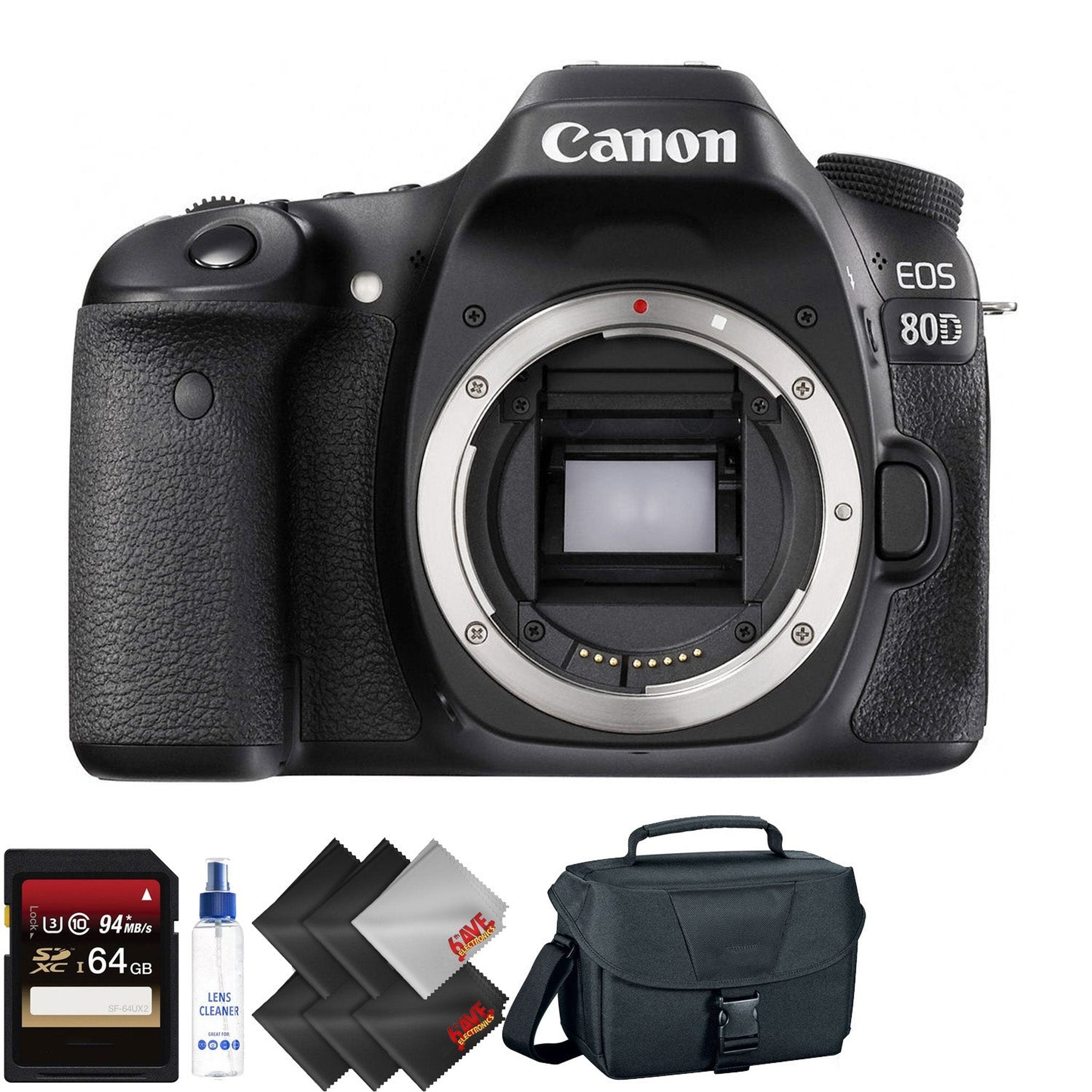 Canon EOS 80D DSLR Camera Body Only + 64GB Memory Card + 1 Year Warranty Canon