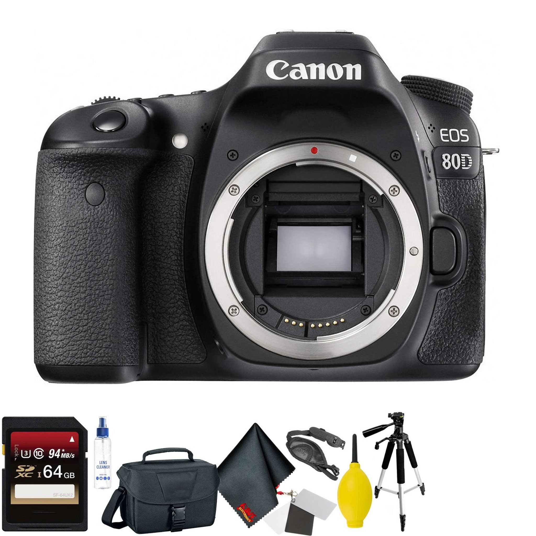 Canon EOS 80D DSLR Camera Body Only + 64GB Memory Card + Mega Accessory Kit + 2 Year Accidental Warranty Canon