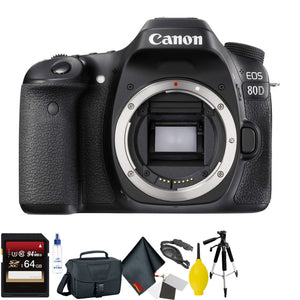 Canon EOS 80D DSLR Camera Body Only + 64GB Memory Card + Mega Accessory Kit + 2 Year Accidental Warranty Canon